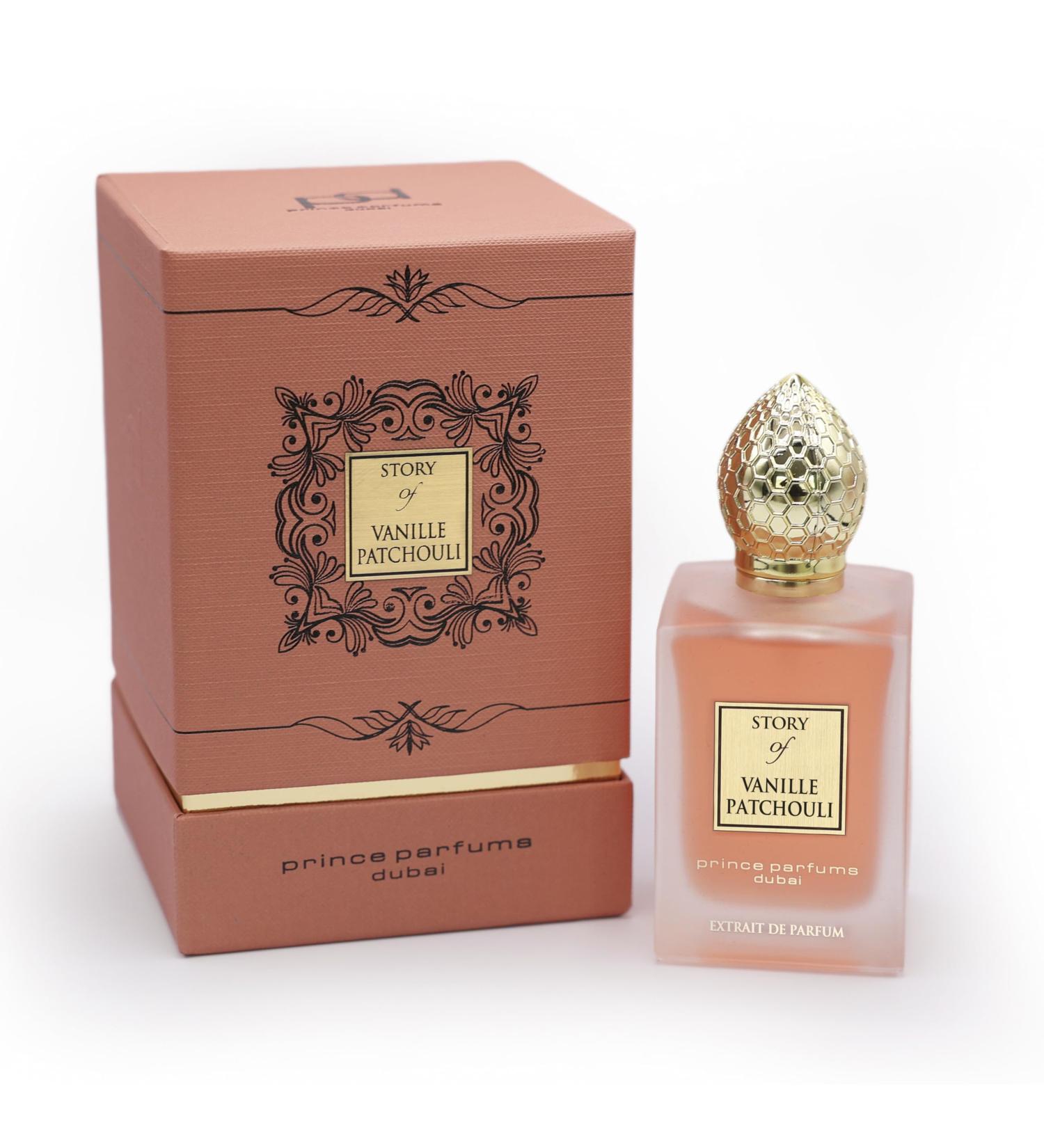 Prince Parfums Dubai - Story of Vanille Patchouli For Women - 3.4 Ounces - Extrait de Parfum - Alluring Floral Fusion of Vanilla Patchouli & Tonka Bean - Scent of Seductive Allure & Timeless Elegance - Buy Online on GoSupps.com