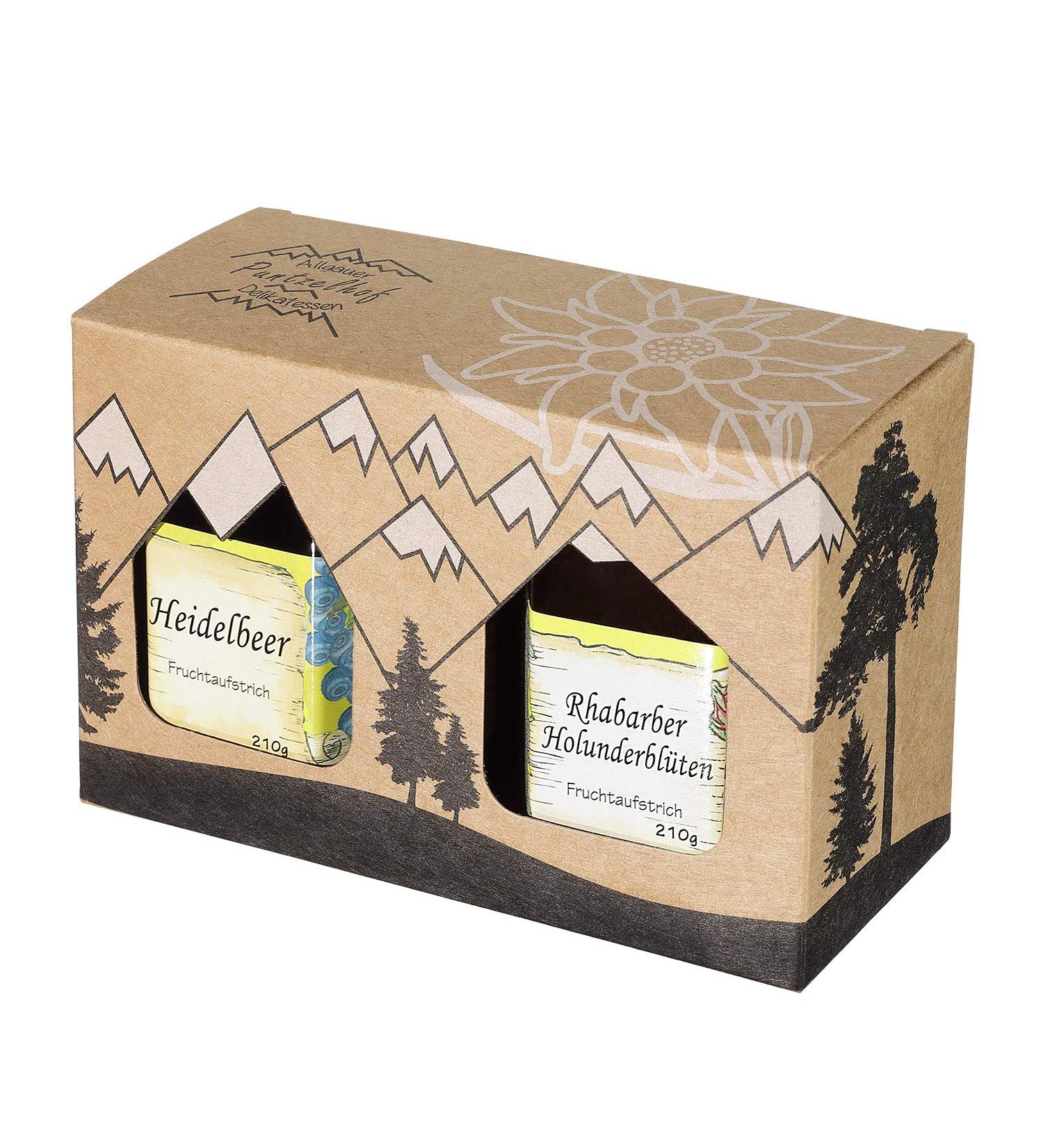 Allg uer Genuss-Box | Delicatessen Gift Set - 2x210g Fruit Spreads - Premium Kraft Cardboard Packaging - Buy Online on GoSupps.com