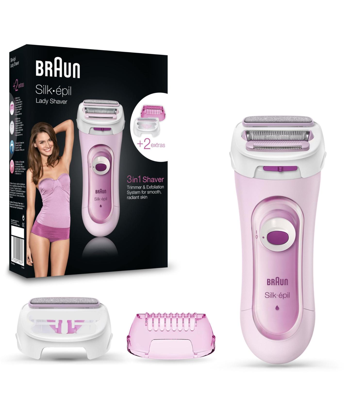 Brown Silk- pil 5360 Women's Electric Shaver - 3-in-1 Razor Trimmer & Peeling System - Wet & Dry - Perfect Gift for Women - Pink - Buy Online on GoSupps.com