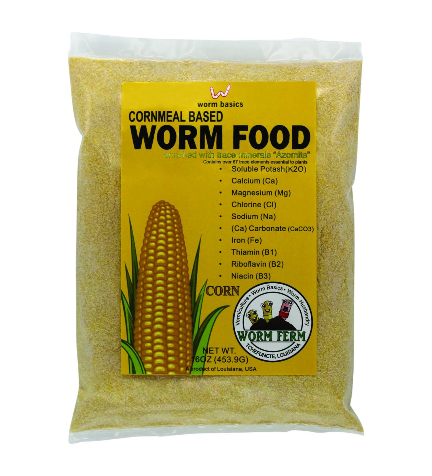 1lb Worm Basics Cornmeal Worm Chow with Azomite Trace Minerals - The Worm Ferm - Buy Online on GoSupps.com