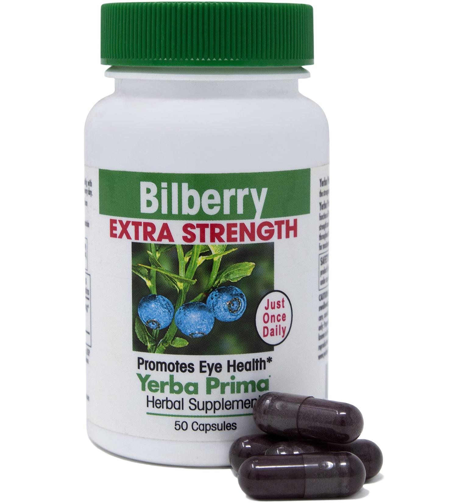 Yerba Prima Bilberry Extra Strength 50 Capsules - Antioxidant Support & Eye Health - Buy Online on GoSupps.com