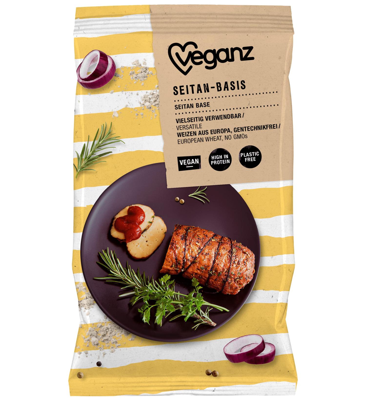 Veganz - Seitan base - vegan wheat gluten - as a meat substitute - wheat gluten seitan flour powder - 6 x 250 g