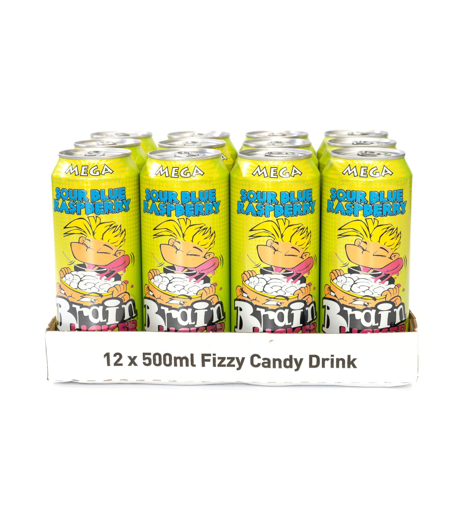 Mega Brain Licker Sour Blue Raspberry Candy Drink American Style Soda 12 Pack x 500ml - Buy Online on GoSupps.com