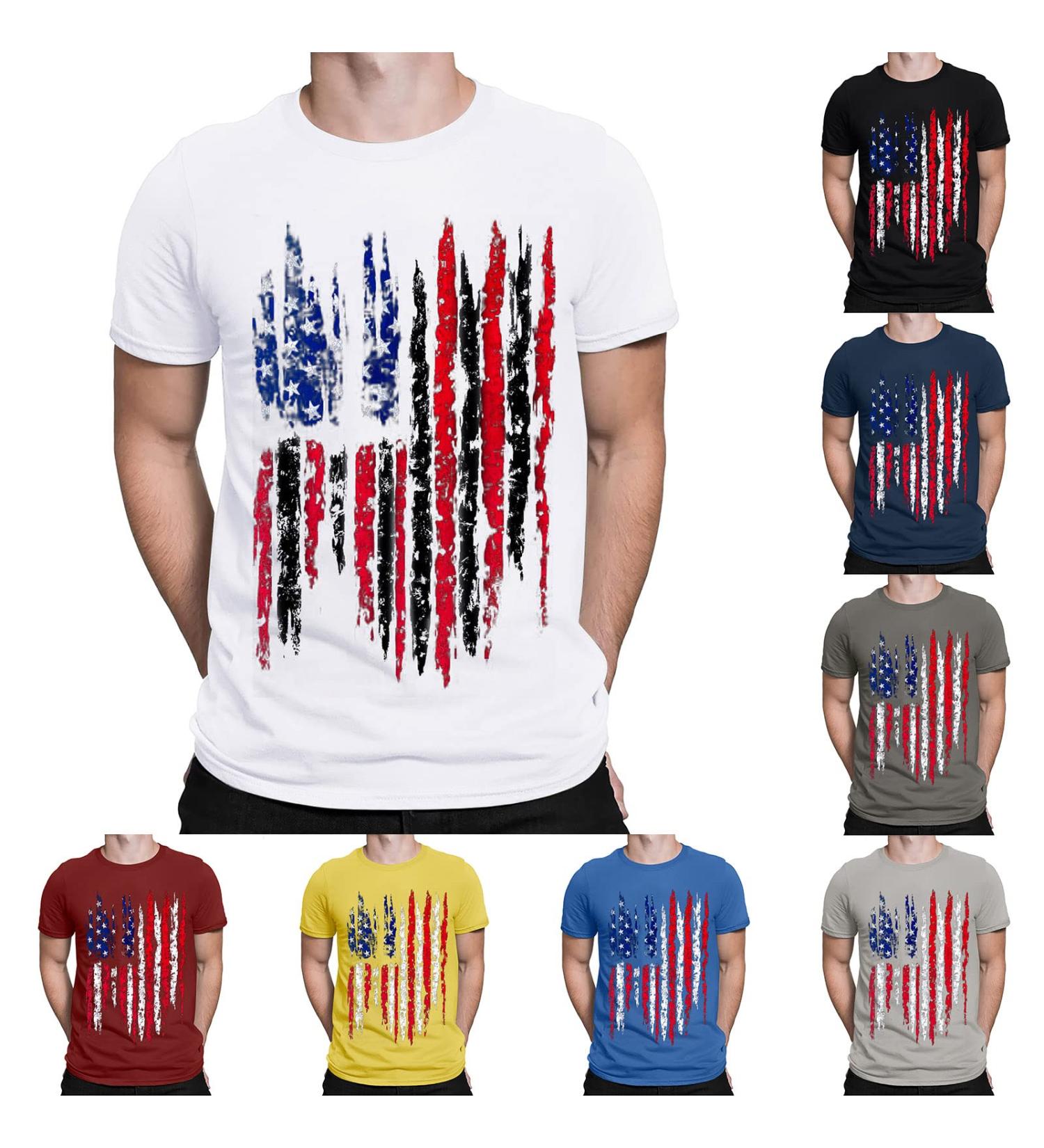 Men's 4th of July USA Flag Graphic Tee - Funny Independence Day Shirt | Navy X-Large - Buy Online on GoSupps.com
