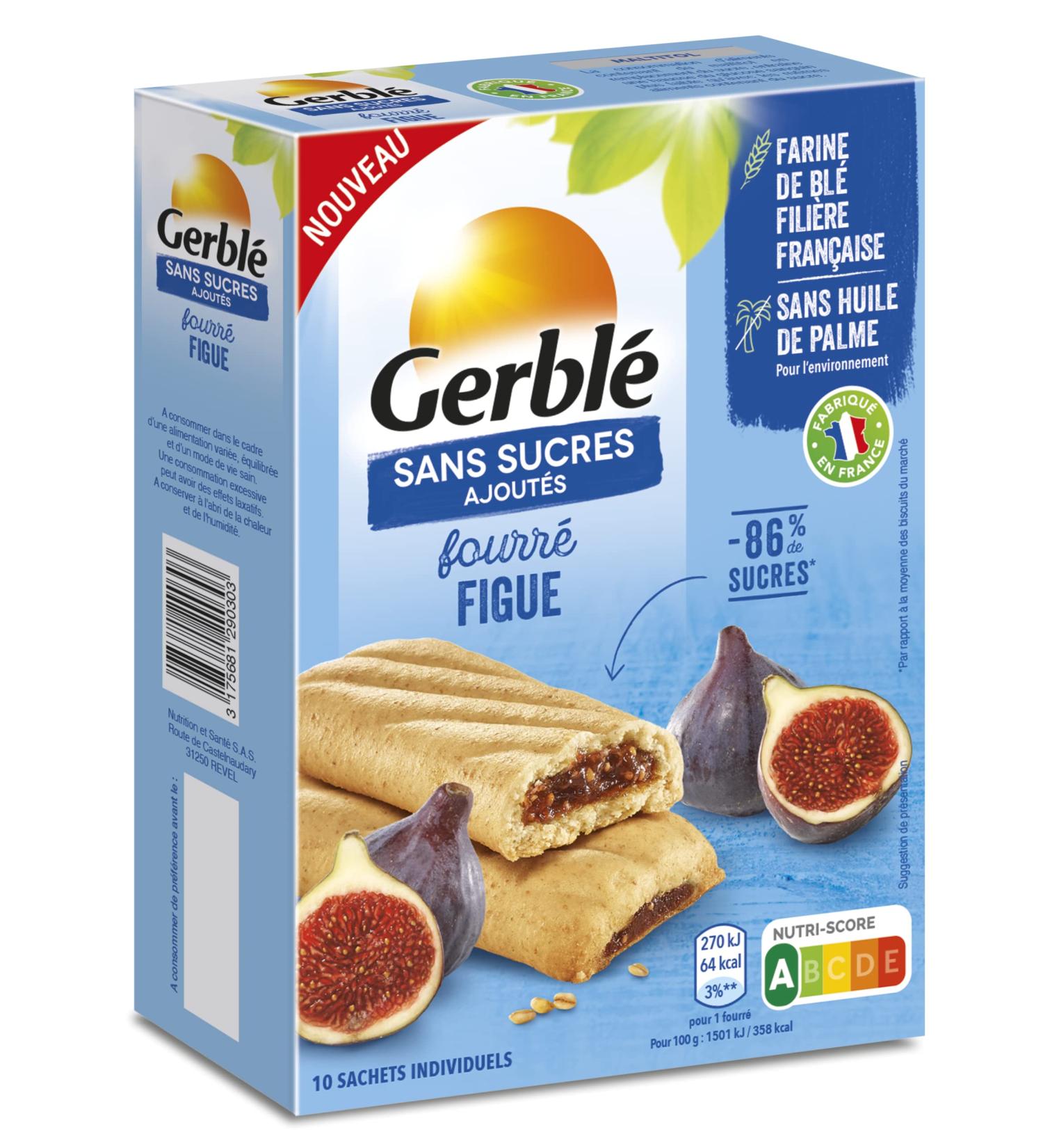 Gerbl No Added Sugars Fig Filled Biscuit - Reduced in Sugars and Source of Fiber - 1 Box 180g (10 Bags of 1 Biscuit) - Buy Online on GoSupps.com