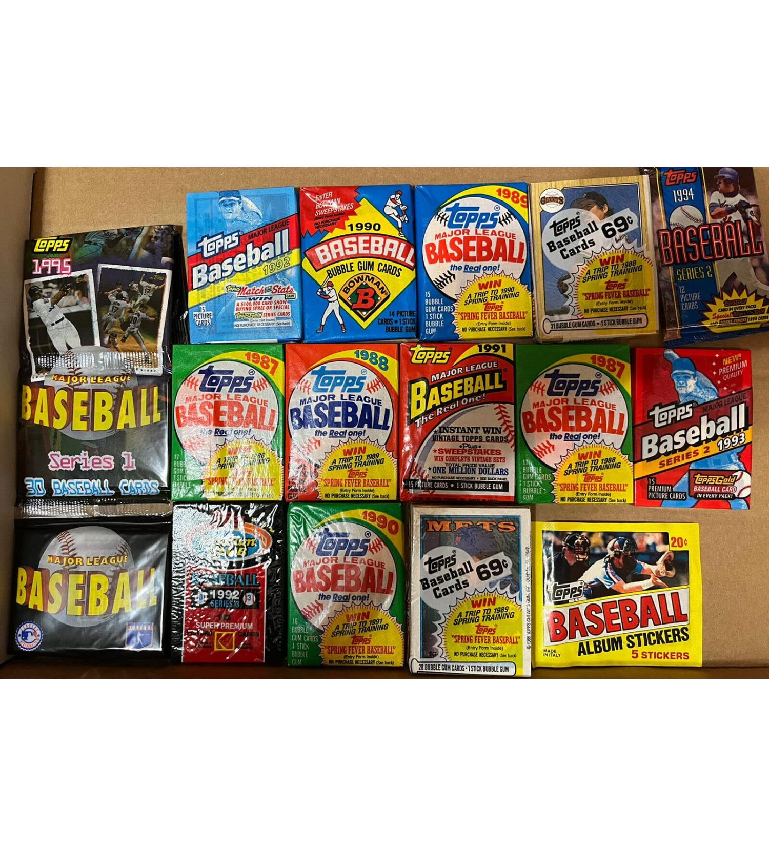 300 Old Vintage Topps Baseball Cards in Sealed Wax Pack Lot Gift Package
