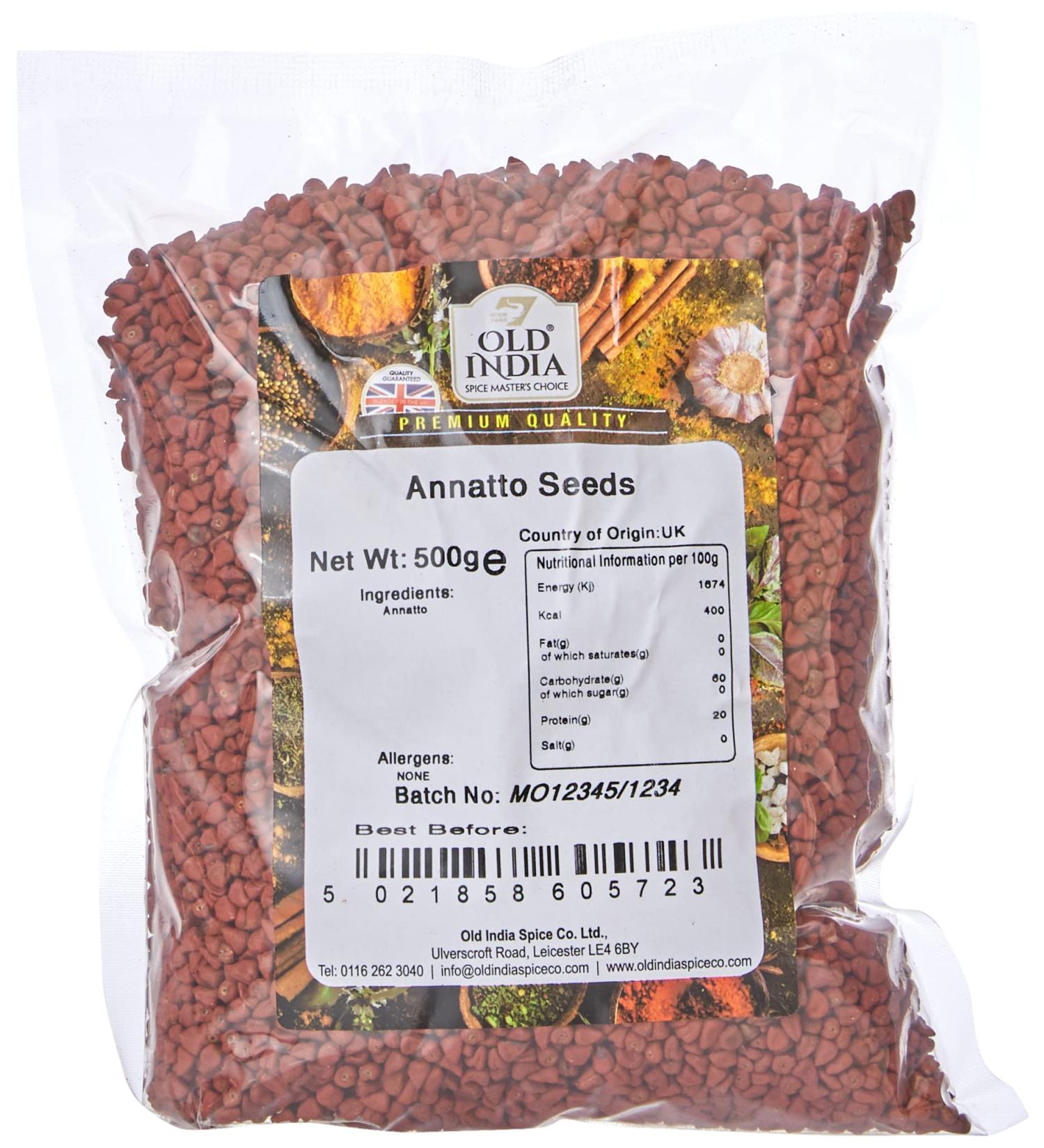 Old India Annatto Seeds 500g - Natural Red Food Coloring - Pack of 1 - Buy Online on GoSupps.com