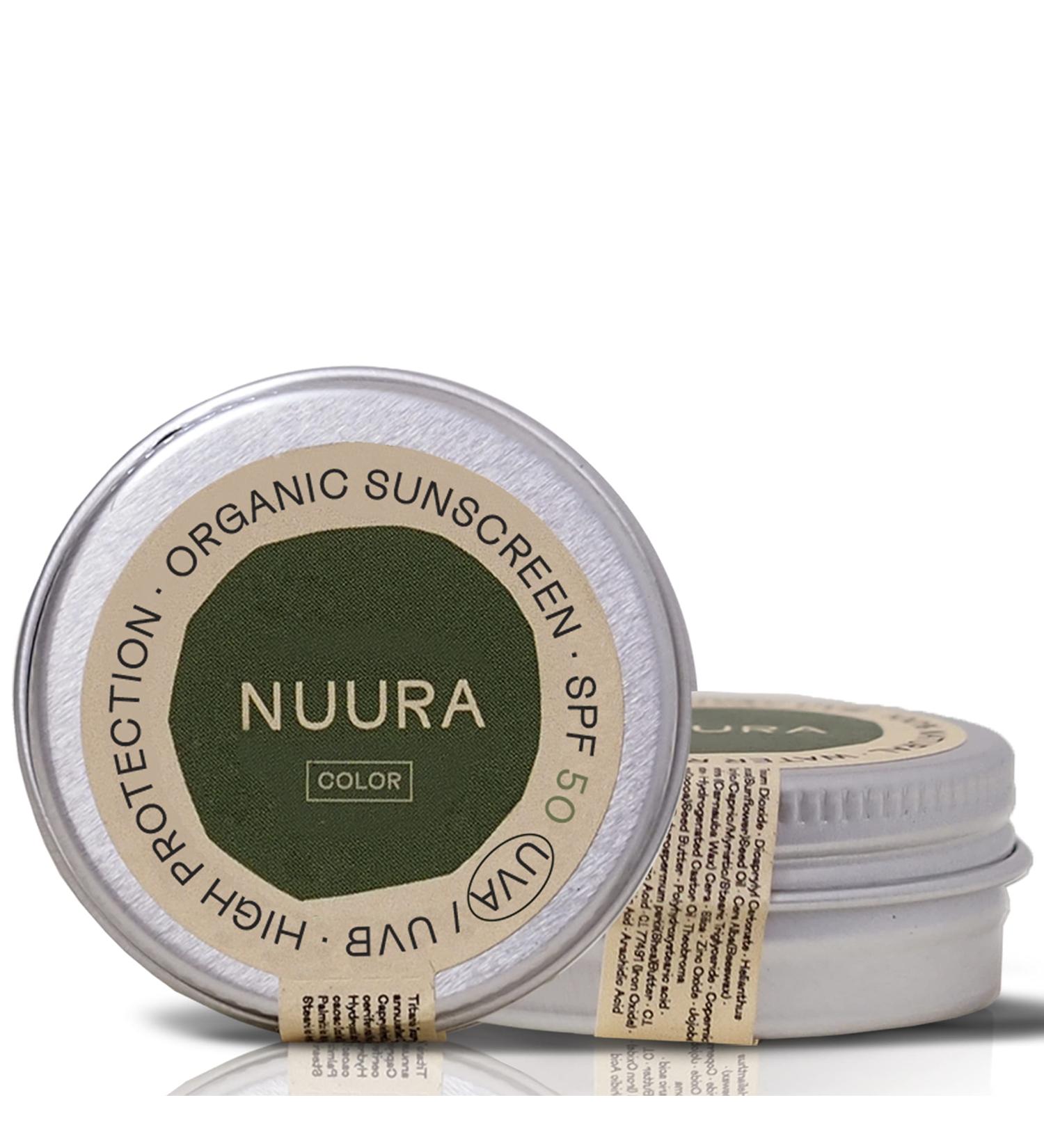 NUURA - Tinted Facial Sunscreen SPF 50 UVA/UVB - Eco-Friendly Certified Organic - Ocean and Reef Respect - Cruelty Free - Eco-Friendly Container 18 g - Buy Online on GoSupps.com