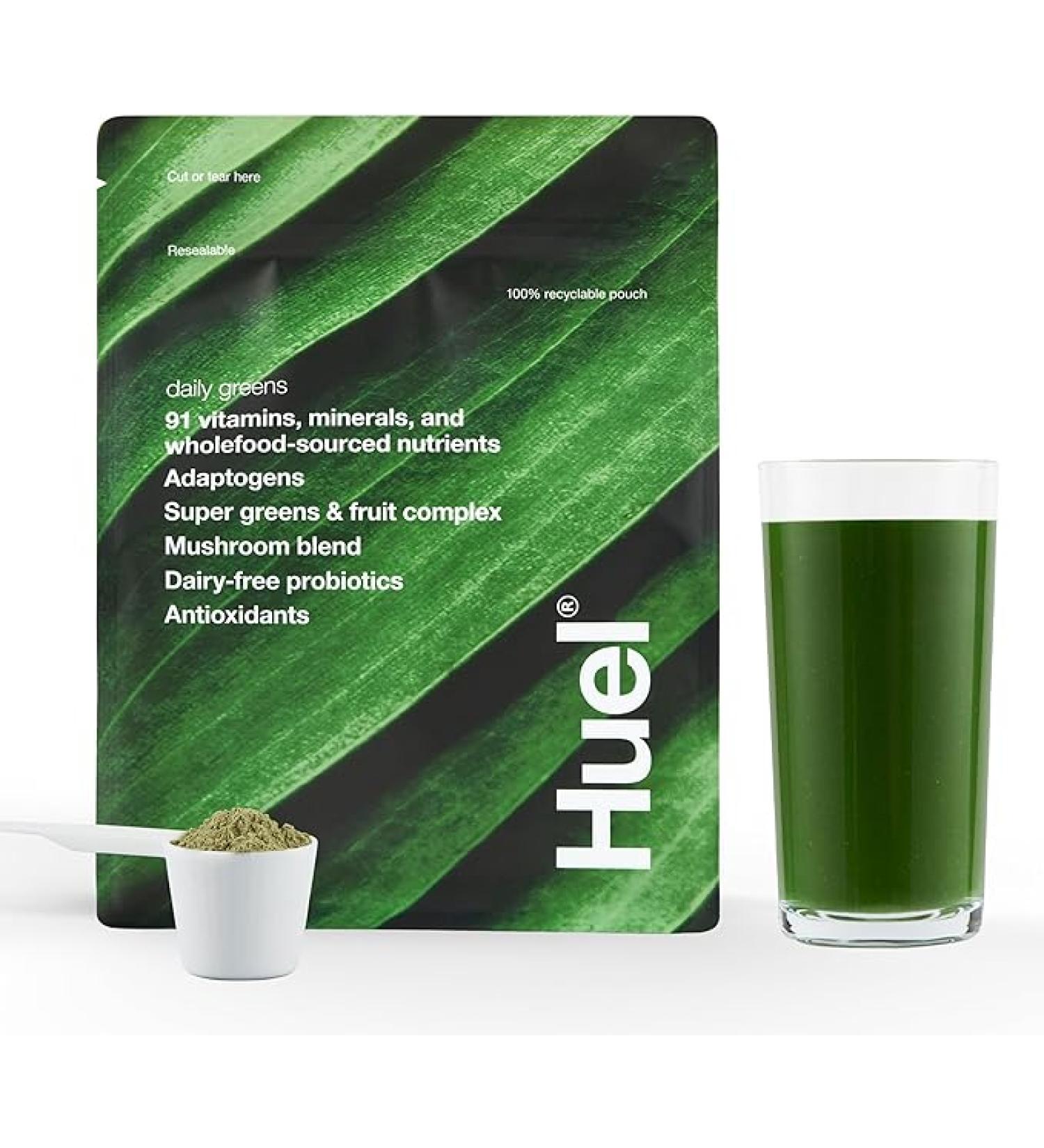Huel Daily Greens | Superfood Greens Powder | 91 Vitamins  Minerals  and Wholefood-Sourced Ingredients | Adaptogens  Antioxidants  Gut-Friendly Probiotics | 30 Servings - Buy Online on GoSupps.com