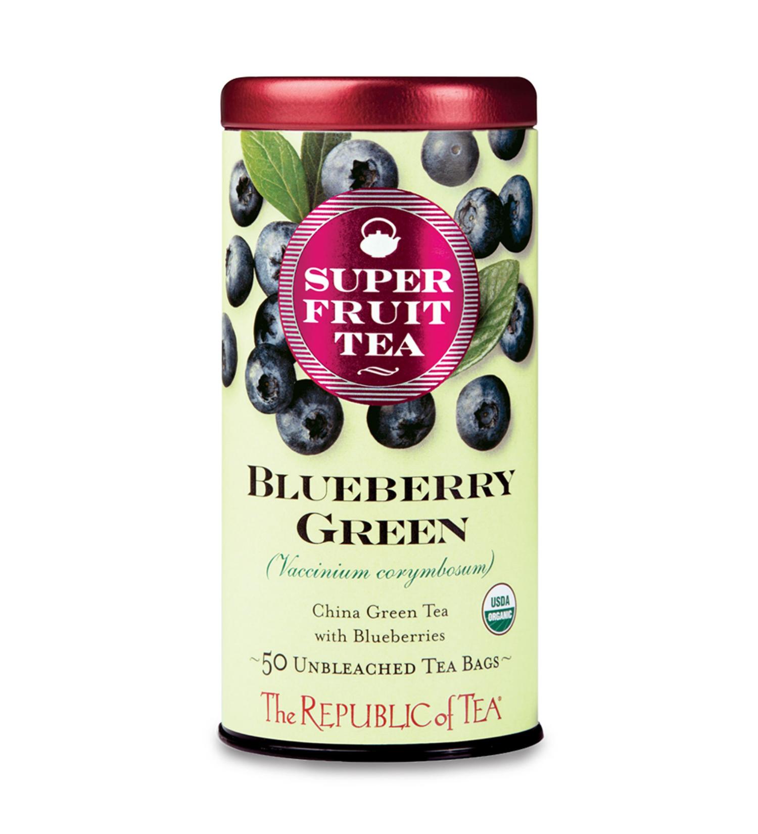 The Republic of Tea - Organic Blueberry Green Superfruit Tea 50 Tea Bags Tin  Gourmet Tea Blueberry SuperFruit 50 Count (Pack of 1) - Buy Online on GoSupps.com