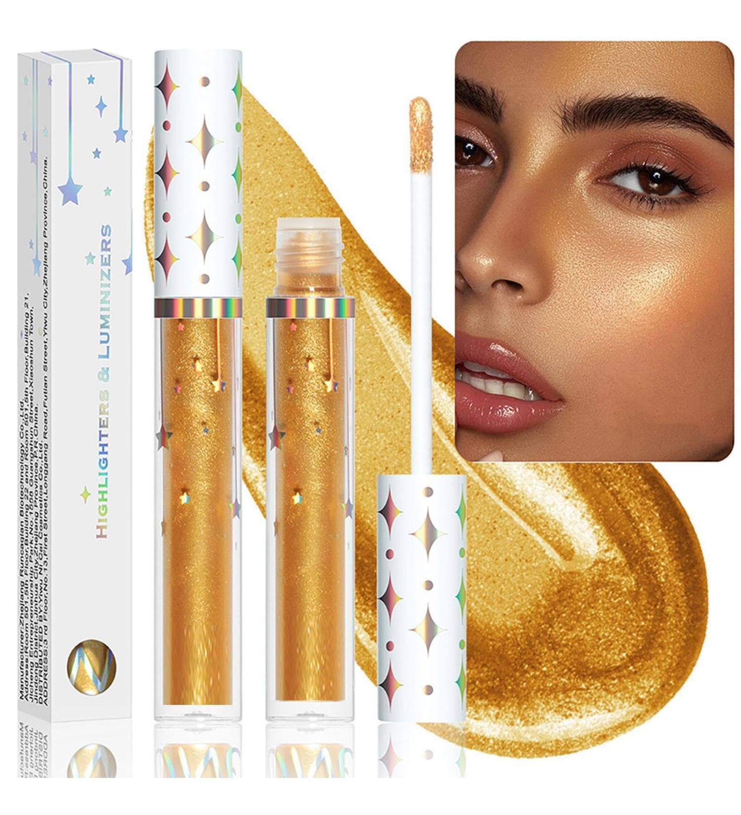 Liquid Highlighter for Face - Liquid Luminizer Sticks Waterproof Glow Liquid Highlighter Long Lasting Highlighter Shimmer for Cheeks 02# 1 count (Pack of 1) - Buy Online on GoSupps.com