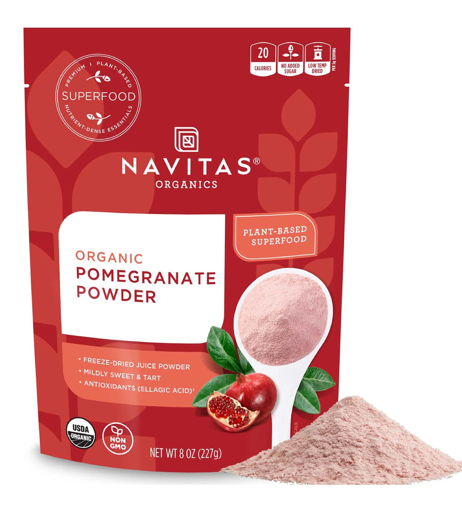 Navitas Organics Pomegranate Powder 8oz - Organic, Non-GMO, Gluten-Free Superfood - Buy Online on GoSupps.com
