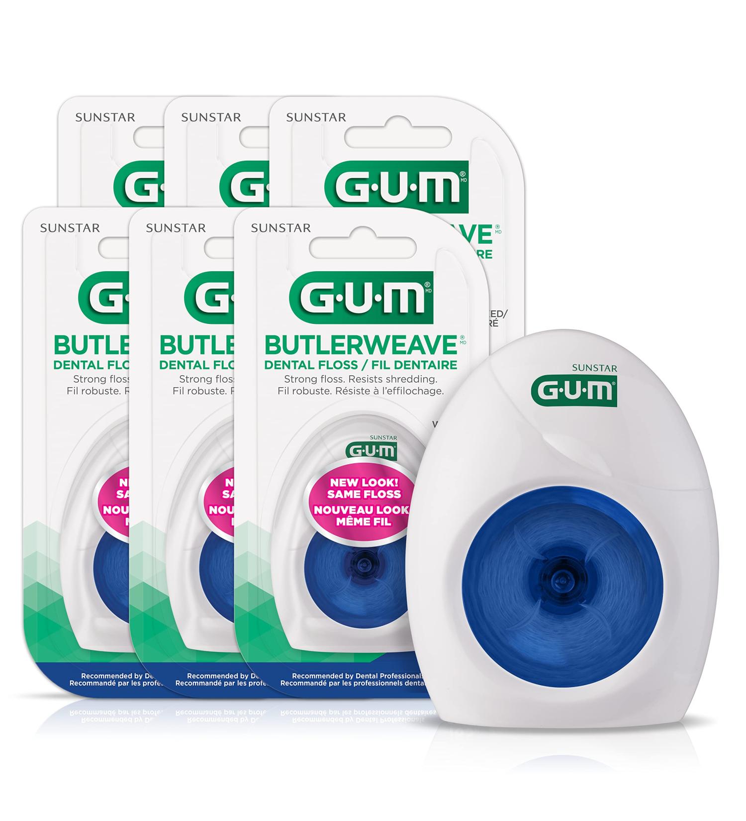 GUM ButlerWeave Waxed String Floss 165M X Pack of 6 165.00 m (Pack of 6) Waxed - Buy Online on GoSupps.com
