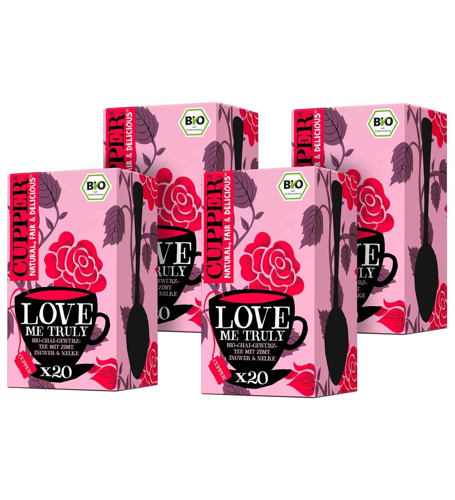 Cupper Bio Chai-Spiced Tea Love Me Truly - 4x20 Unbeiled Eco-Friendly Fair Trade Green Tea Bags - Enjoy Sustainable Flavor! - Buy Online on GoSupps.com
