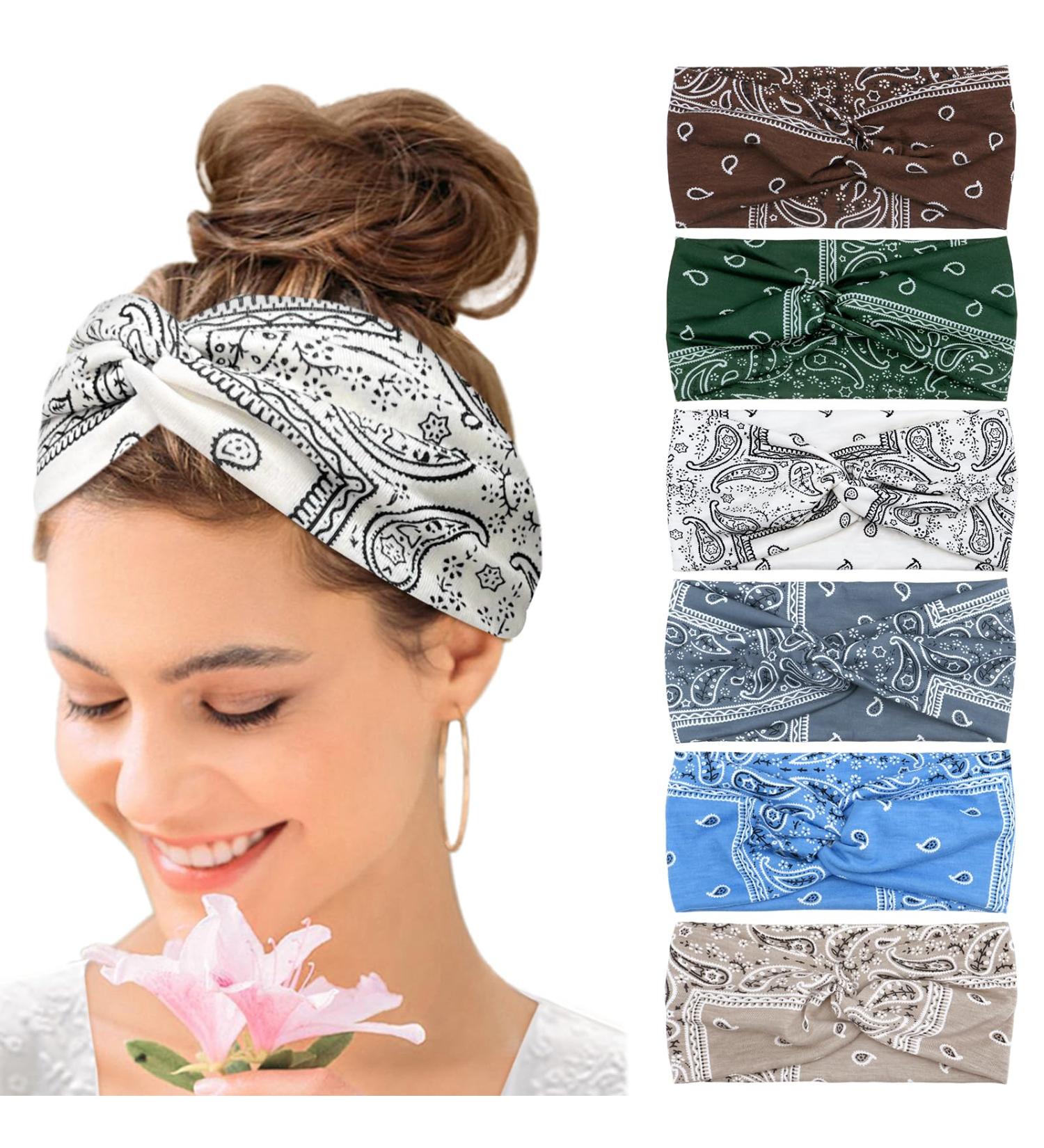 Kavya Wide Boho Headbands for Women - 6 Pack Multicoloured Hair Bands for Yoga & Sports - Buy Online on GoSupps.com
