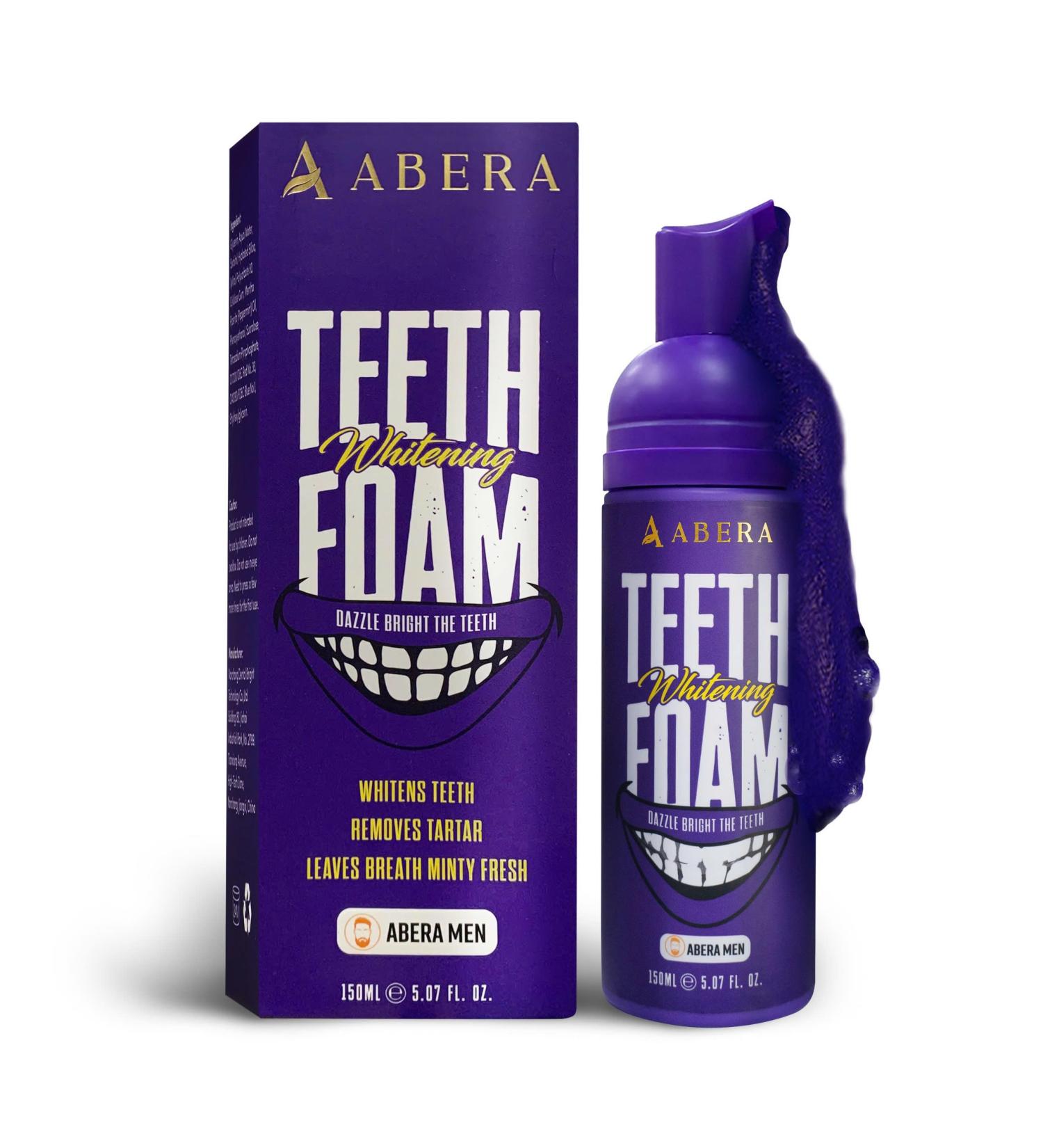 Abera Purple Teeth Whitening Foam | Instant Whitening & Colour Corrector | Cleans Aligners Braces & Freshens Breath | Natural Peroxide-Free Formula (5.07 Fl Oz) - Buy Online on GoSupps.com