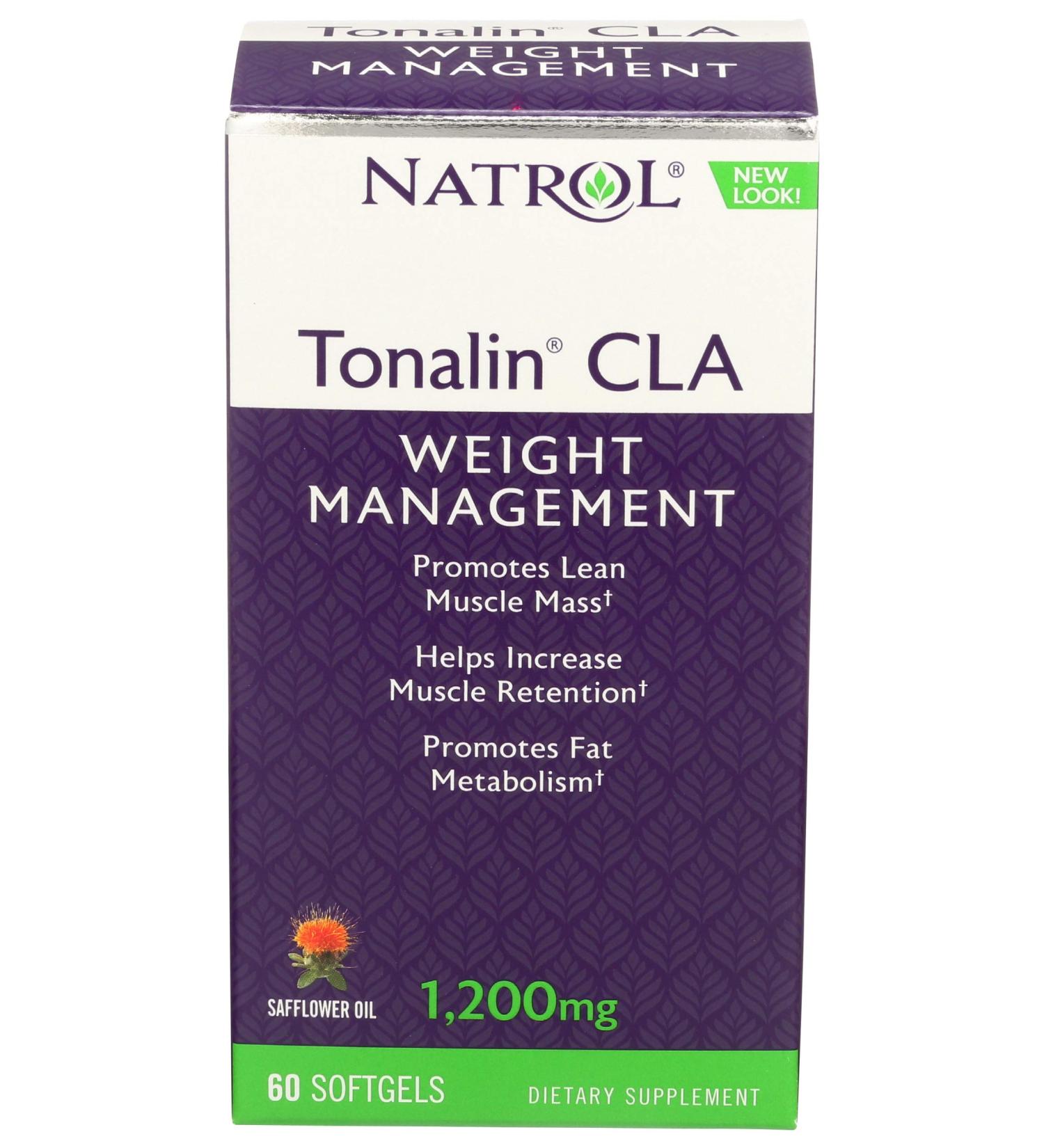 Natrol Tonalin CLA Softgels | Derived from Safflower | Promotes Lean Muscle Mass & Fat Metabolism | 1200mg, 60 Count | Weight Management Supplement - Buy Online on GoSupps.com