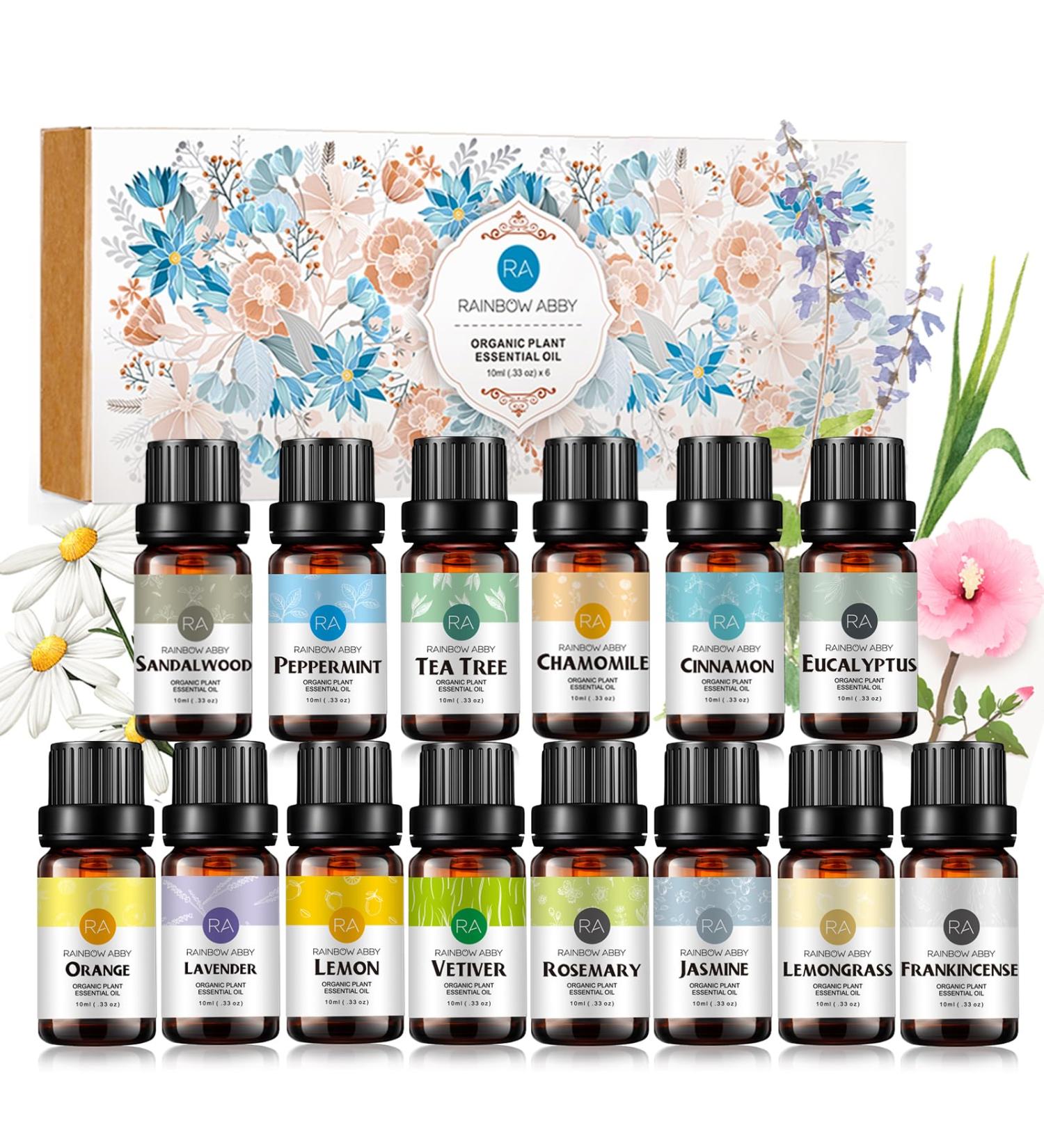Essential Oils Set - Top 14 Aromatherapy Oils Gift Set-14 Pack 10ml (Lemon Eucalyptus Lavender Lemongrass Sweet Orange Peppermint Tea Tree Sandalwood and More) - Buy Online on GoSupps.com