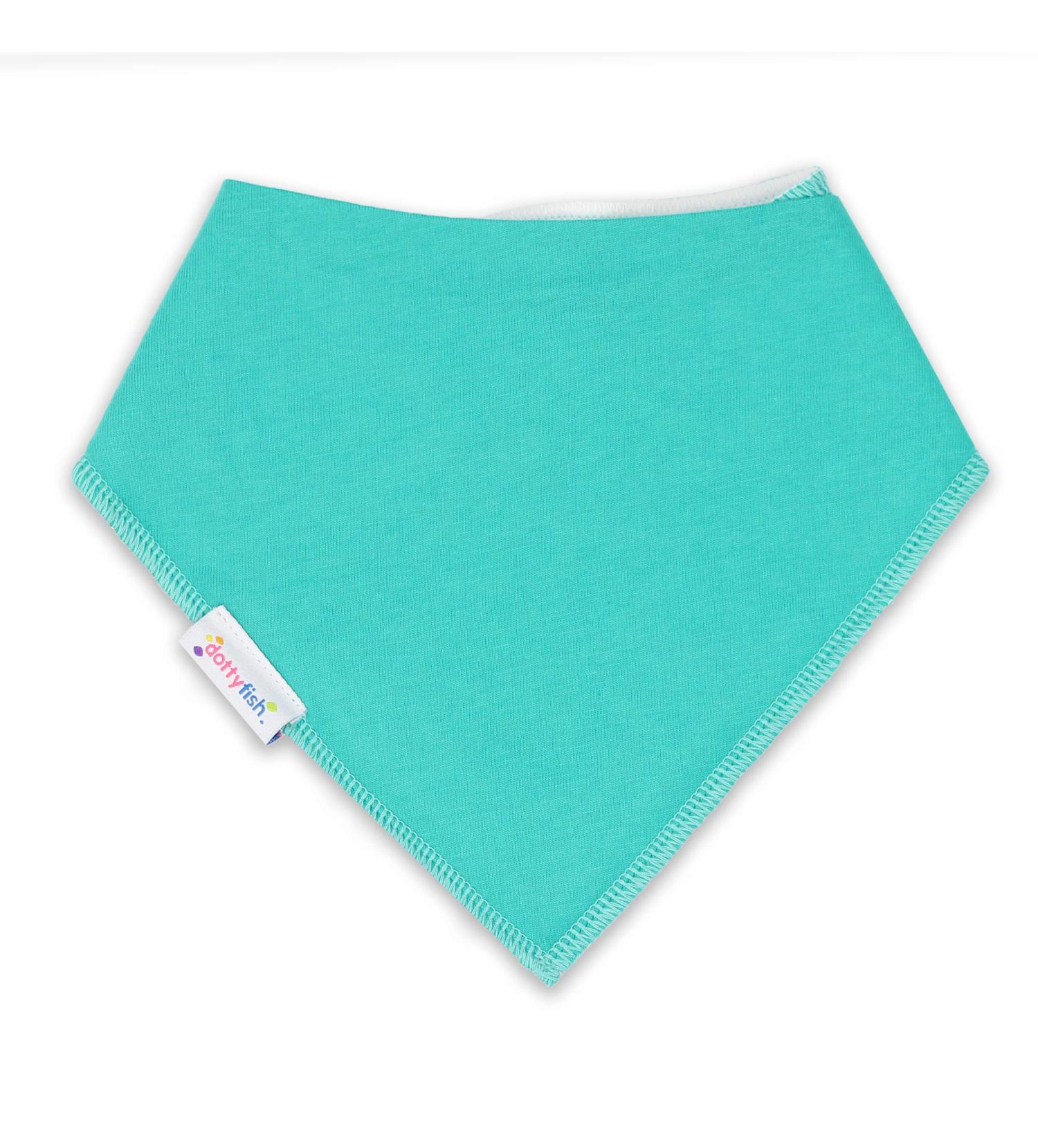 Dotty Fish Baby Bandana Bibs. Drool Bibs. Super Absorbent Teething Bibs for Girls Boys Unisex. Organic Cotton Bibs. One Size Teal Green