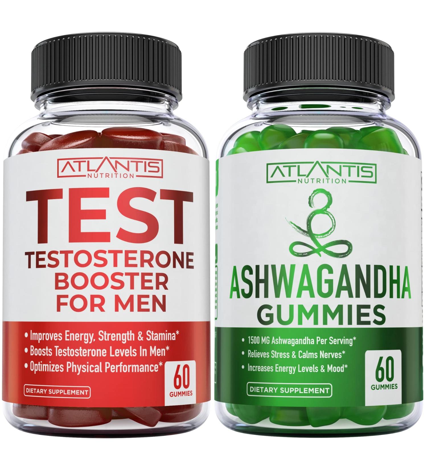 Atlantis Nutrition Testosterone Booster 60 Gummies + Ashwagandha 60 Gummies - Buy Online on GoSupps.com