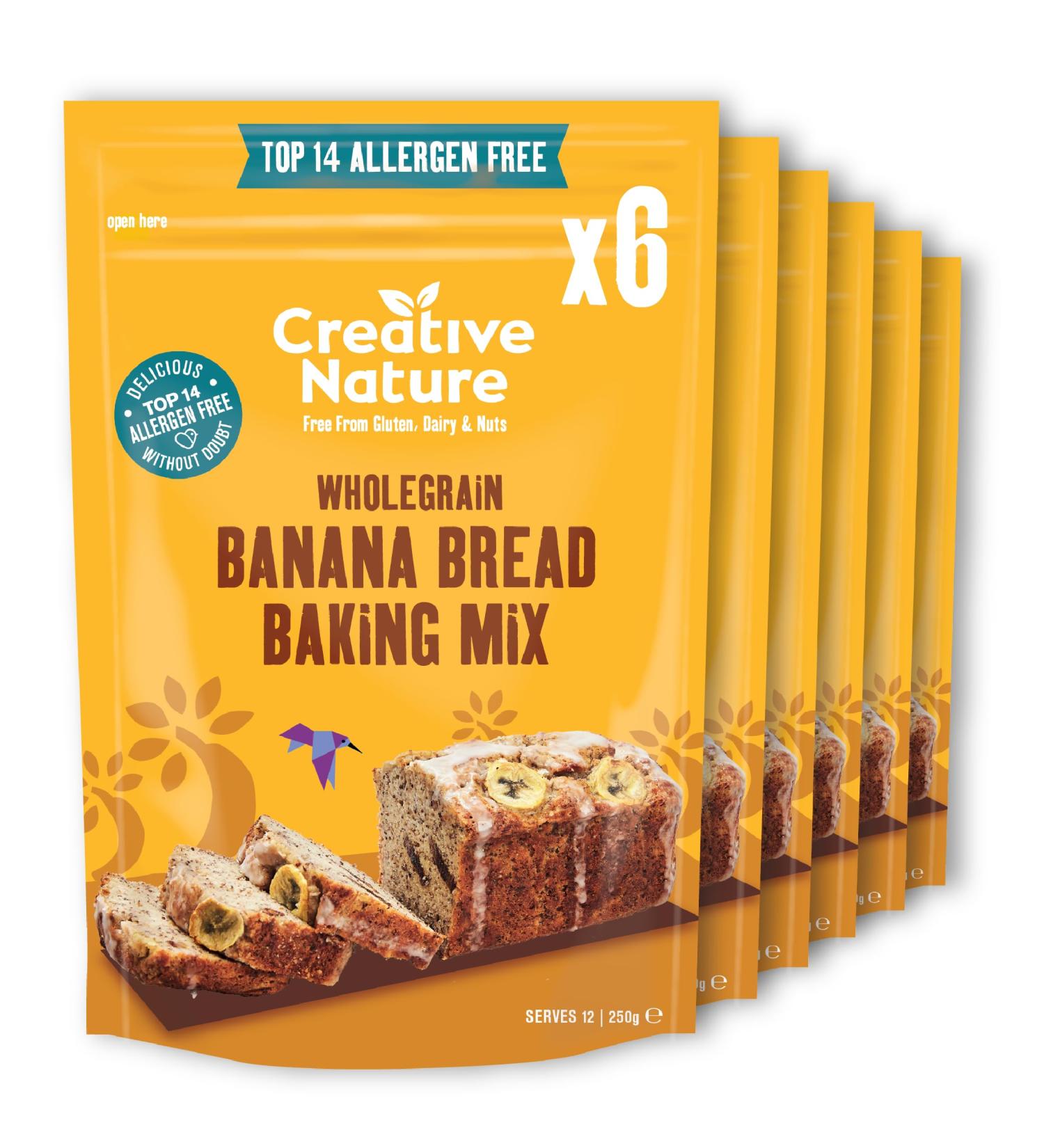 Creative Nature Banana Bread Vegan Cake Mix - Gluten Free, Nut Free, Dairy Free | Top 14 Allergen Free | 6 Pack, 6 Count - Perfect for Allergy-Friendly Baking - Buy Online on GoSupps.com