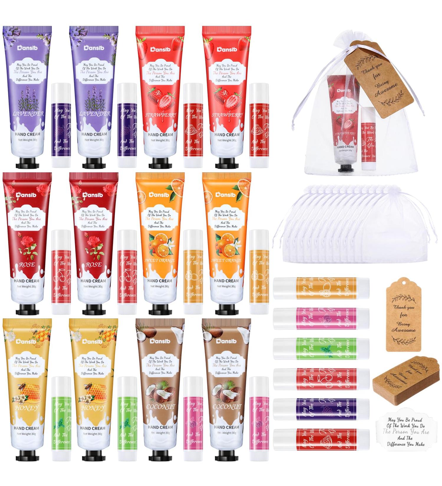Thank You Hand Cream & Lip Balm Gift Set - Travel Size Holiday Appreciation Gifts for Women (12 Set) | Perfect for Coworkers & Parties - Buy Online on GoSupps.com
