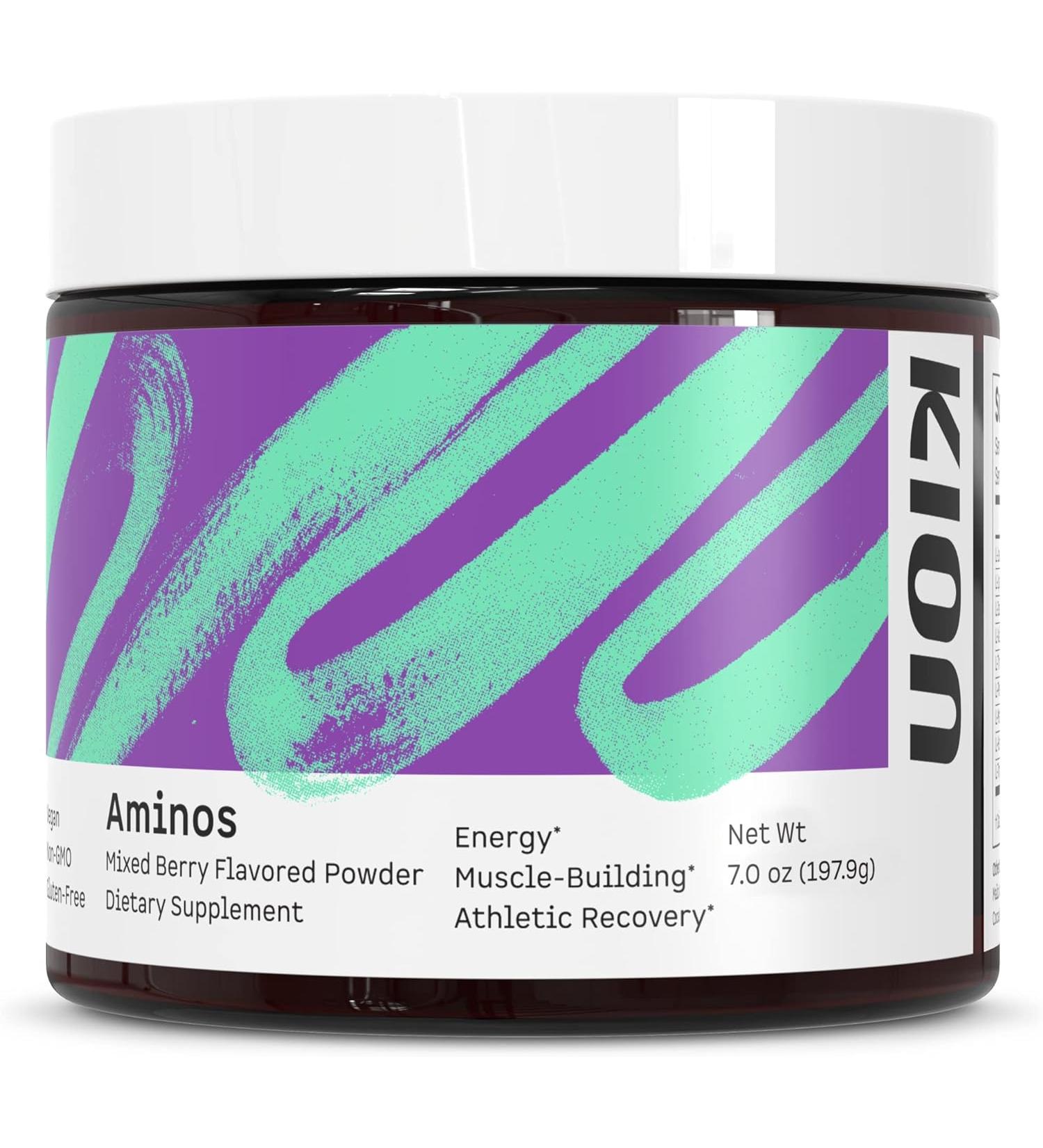 Kion Essential Amino Acids Powder - Muscle Recovery Supplement | EAAs Energy, BCAAs | Caffeine-Free | Mixed Berry - 30 Servings - Buy Online on GoSupps.com