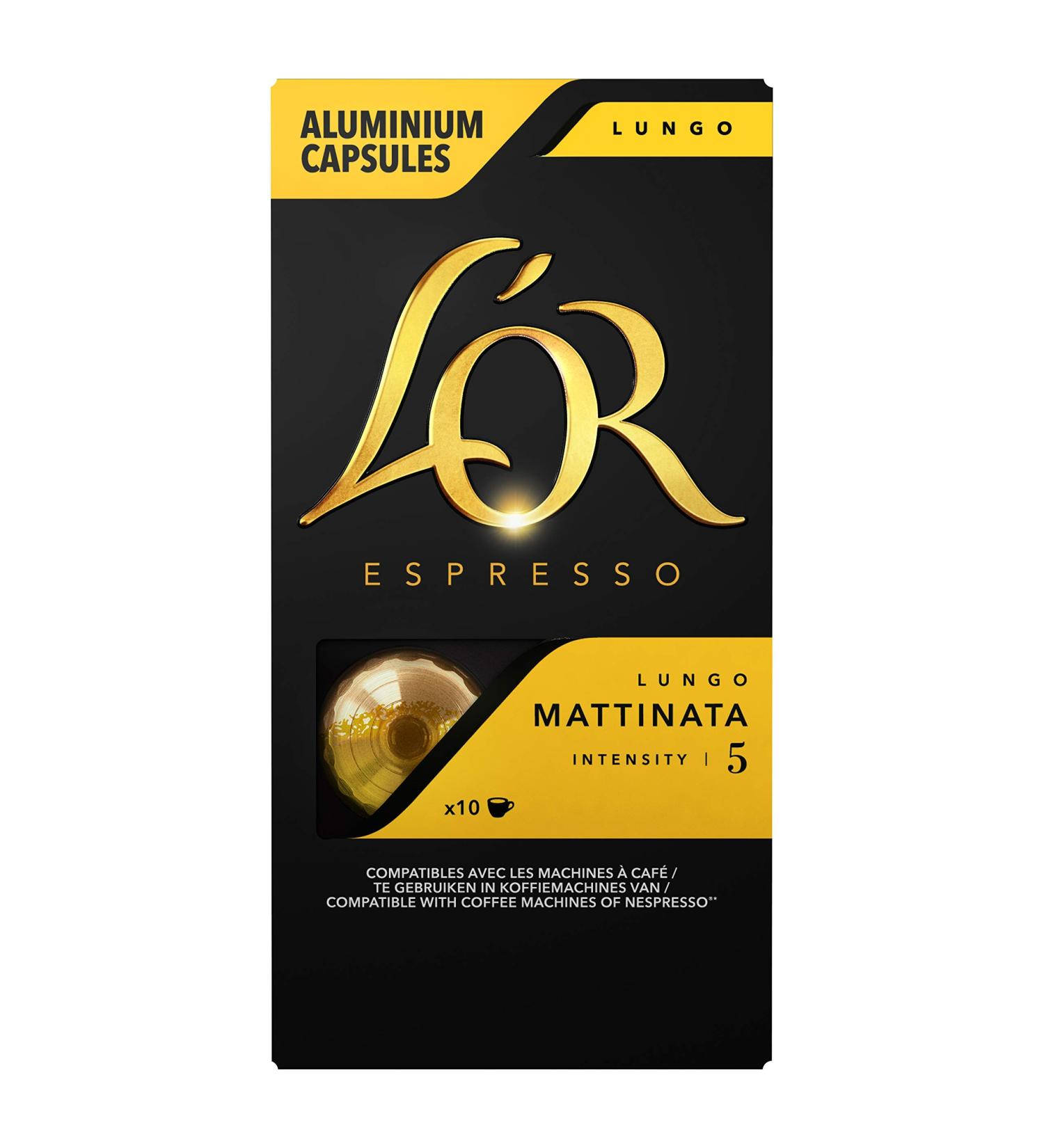 L'Or Espresso Coffee Lungo Mattinata Intensity 5 - 10 Nespresso Compatible Aluminum Capsules - Buy Online on GoSupps.com