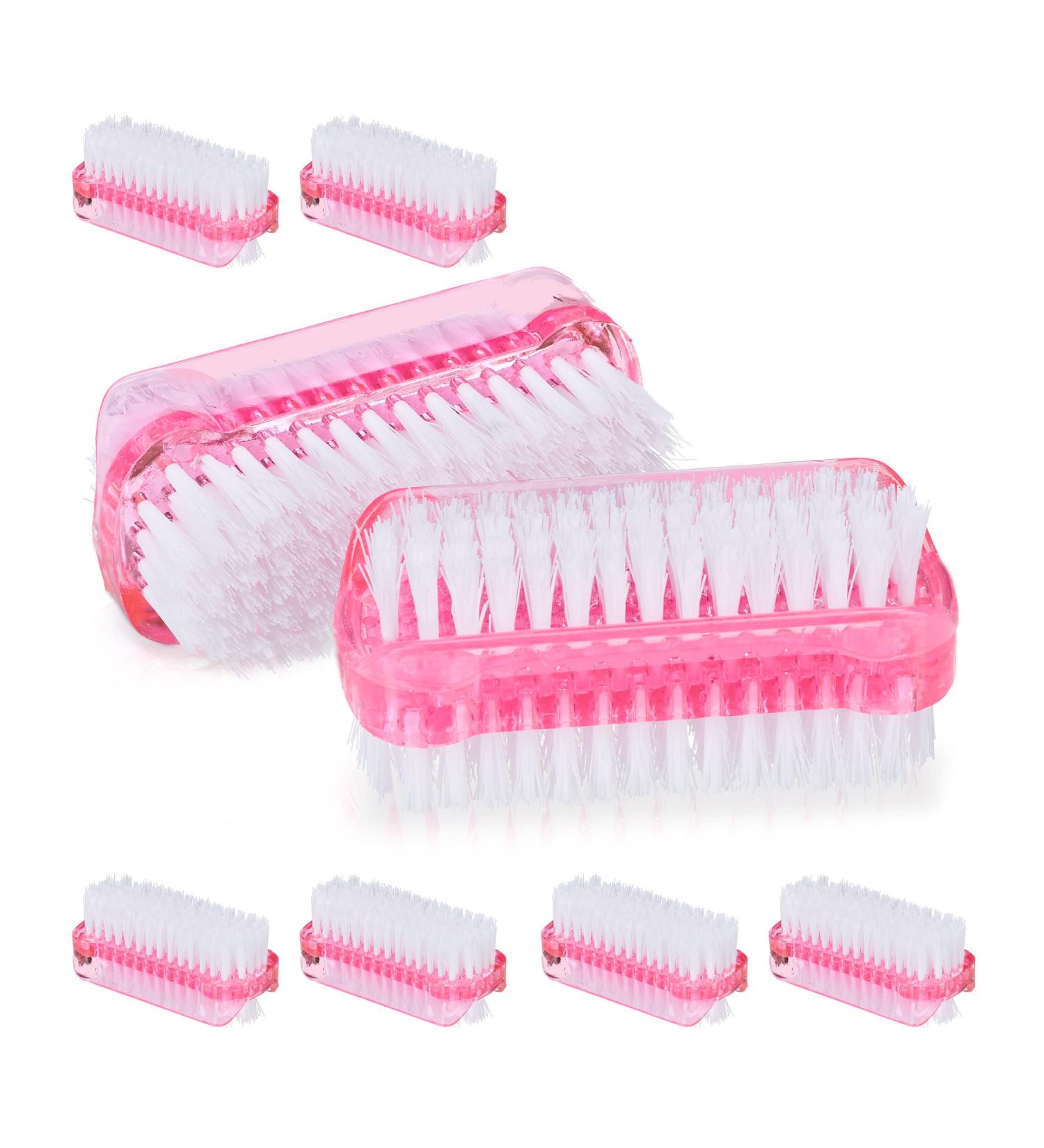 Relaxdays Nail Brush Set of 8 - Double-Sided Hand Brush with Hard Bristles - Pink - Perfect for Home & Travel - Buy Online on GoSupps.com