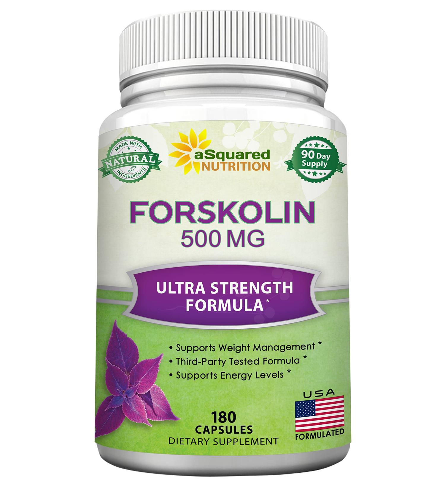Forskolin 500mg Max Strength - 180 Capsules | 100% Pure Weight Loss Fuel | Coleus Forskohlii Root Supplement for Belly Fat Burner | Slim Trim Diet Pills for 2X Slimming Results - Buy Online on GoSupps.com