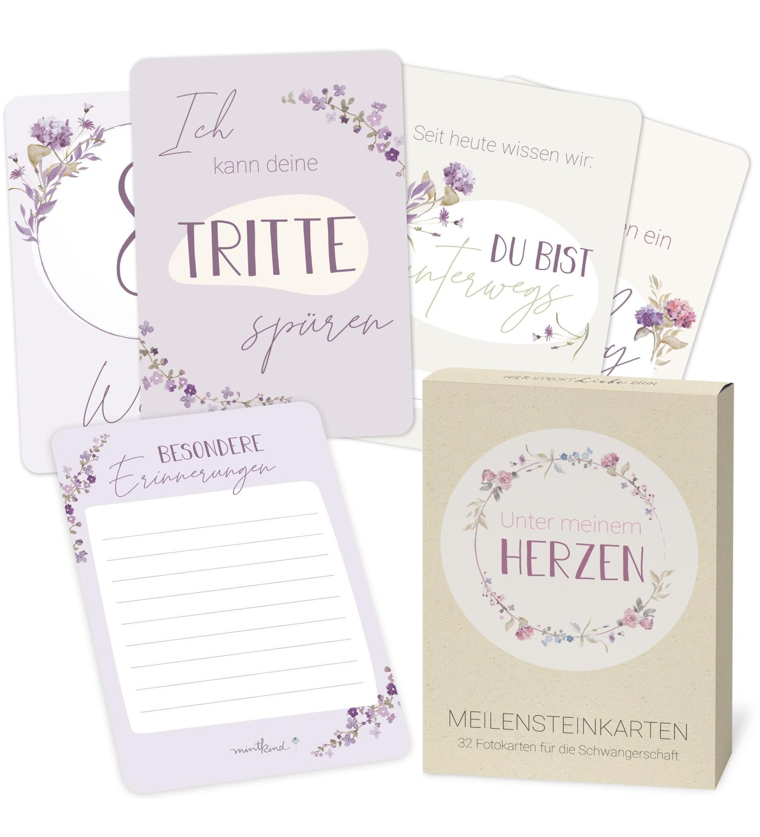 Mintkind Milestone Cards for Pregnancy | 32 Floral Baby Bump Photo Cards | Perfect Gift for Expectant Mothers | Announce Pregnancy - Buy Online on GoSupps.com