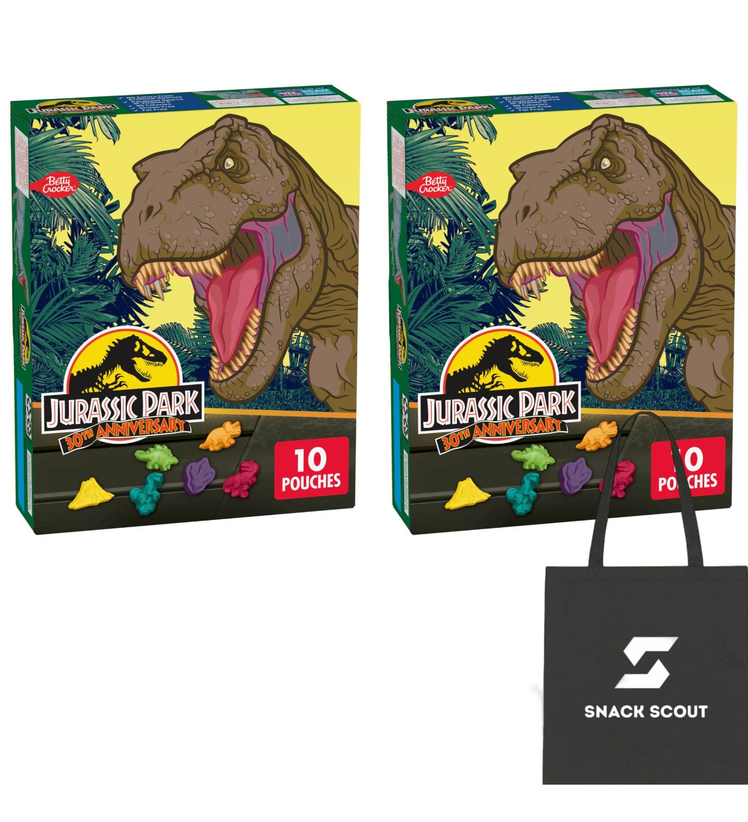 Jurassic World Fruit Flavored Snacks Treat Pouches 0.8 oz 10 ct (Pack of 2) Bundle with Snack Scout Lunch Bag - Buy Online on GoSupps.com