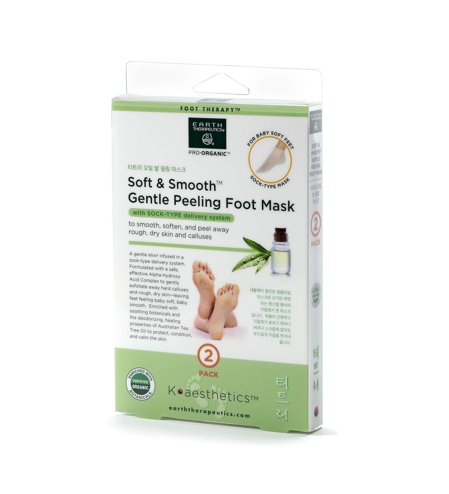 Earth Therapeutics Soft & Smooth Gentle Peeling Foot Mask - 2 Pairs | Exfoliating Treatment for Soft Feet - Buy Online on GoSupps.com