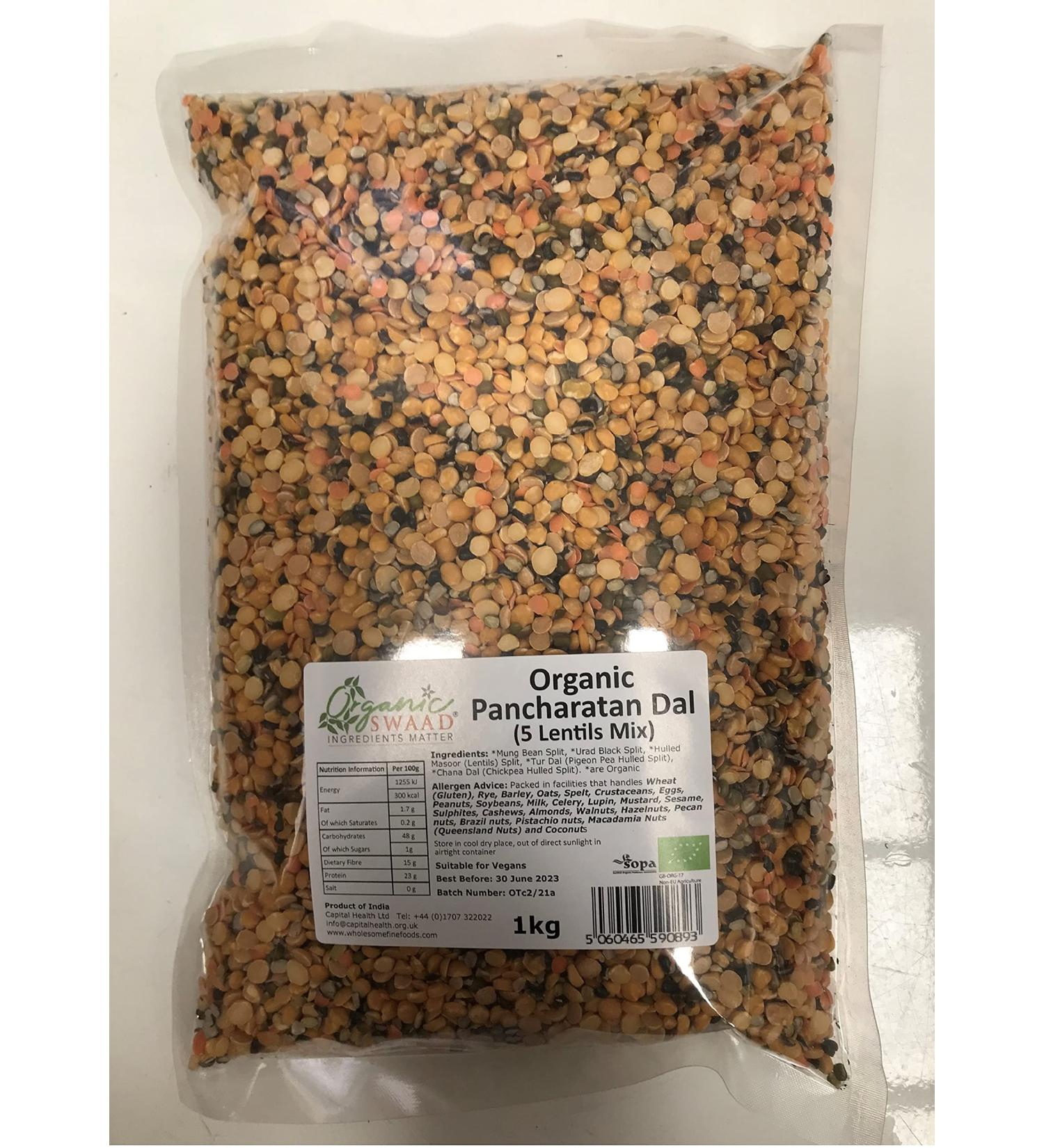 Organic Swaad Mix Dal - Pancharatan Dal (5 Mix Dals) 1kg EU and India Organic Certified - Buy Online on GoSupps.com