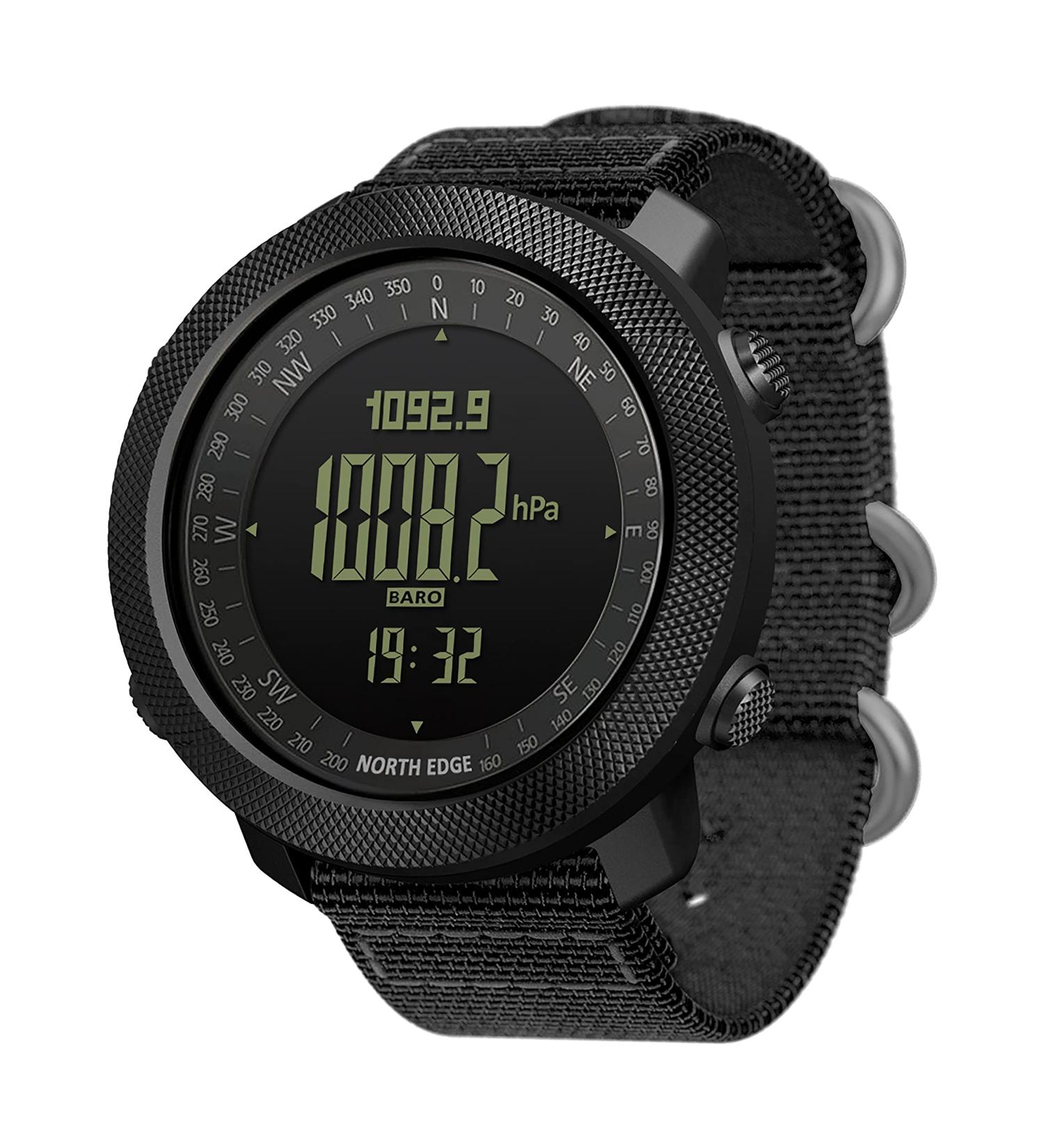 North Edge Apache Tactical Sports Watch for Men - Outdoor Survival Military Compass, Steps Tracker, Pedometer, and Calories - Black - Buy Online on GoSupps.com