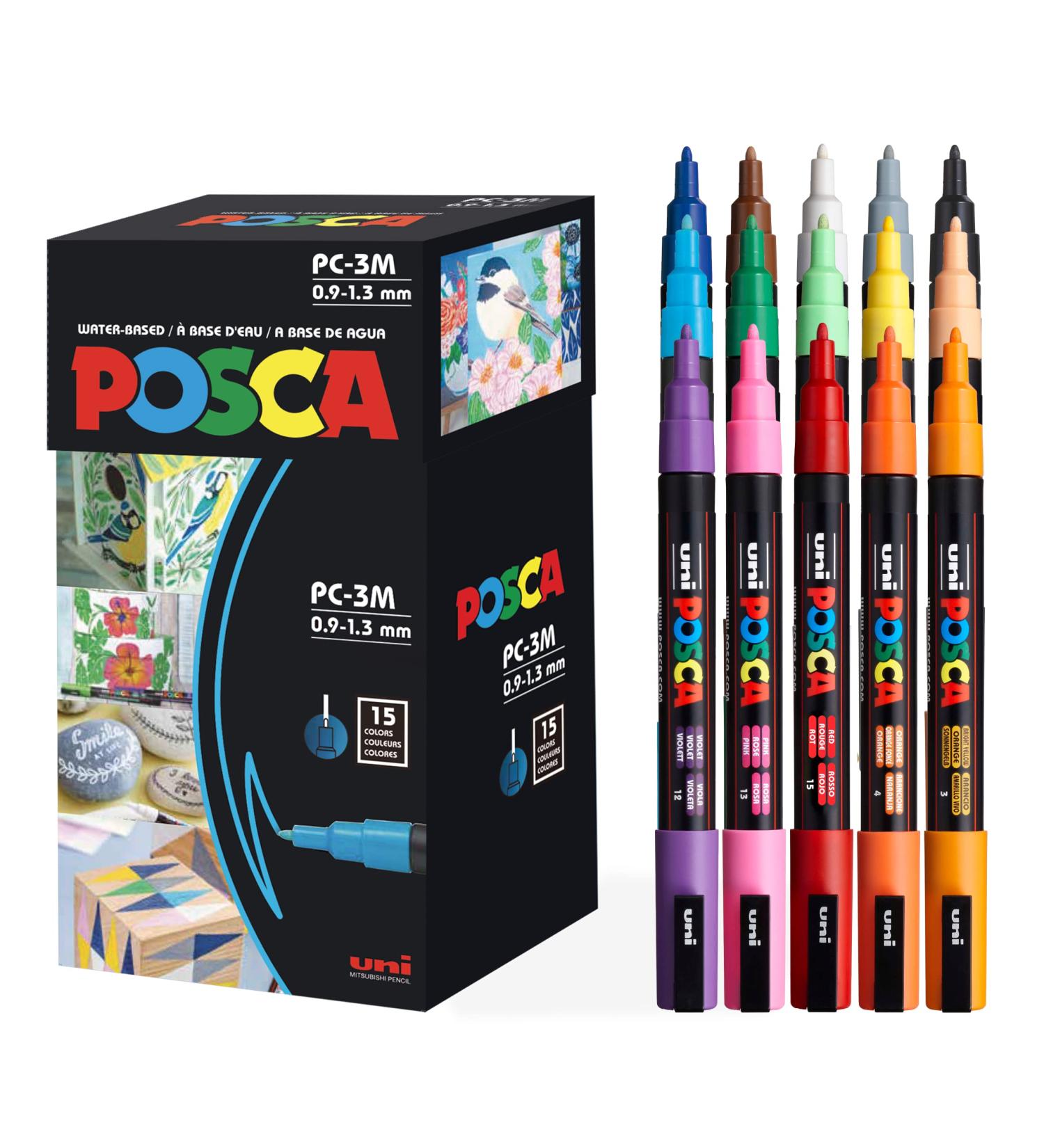 Posca Paint Markers Set - 15 Colors Fine Tips, Reversible, Acrylic Paint Pens for Fabric & Art Supplies - Buy Online on GoSupps.com
