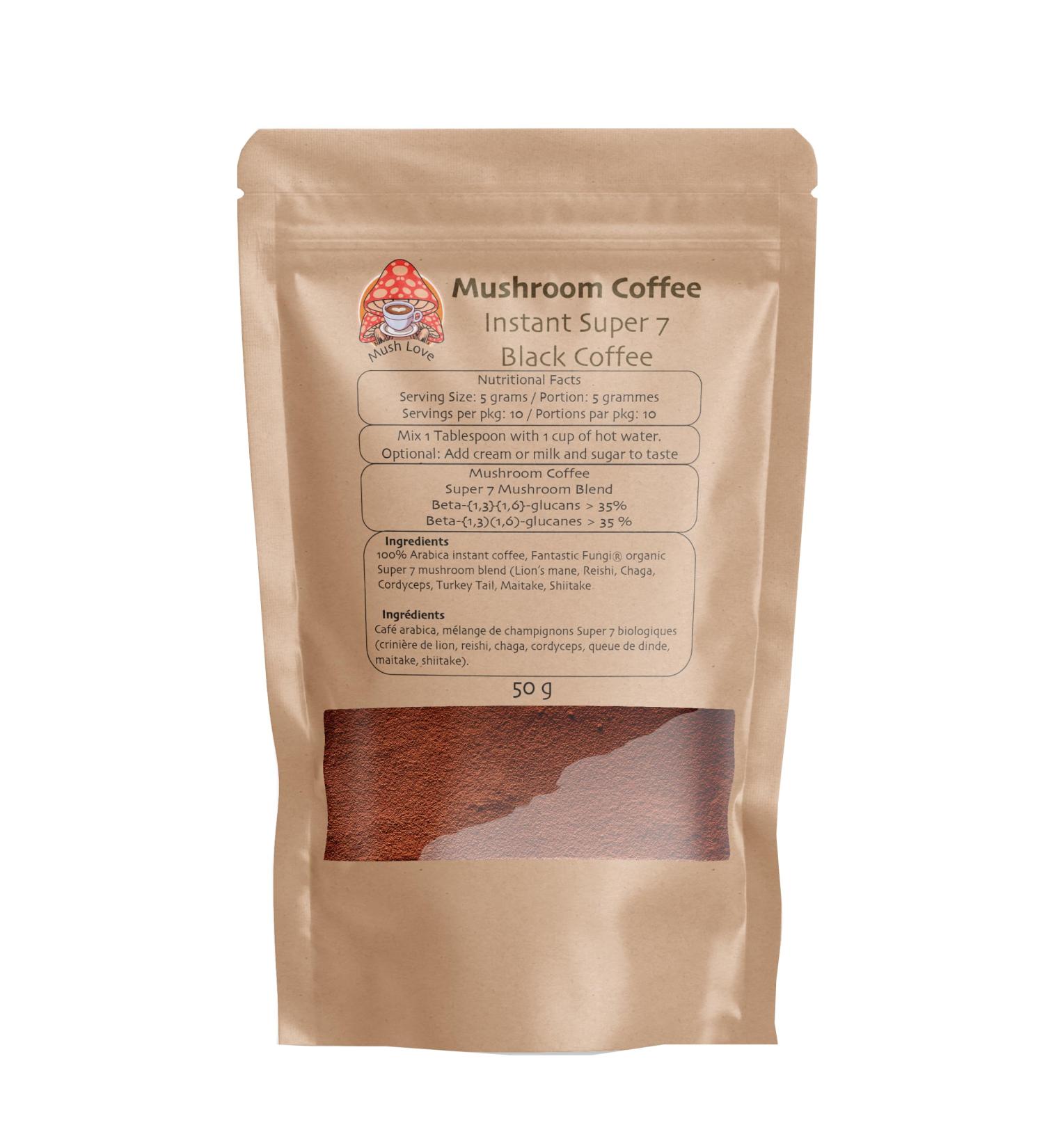 Mushroom Coffee by Ecogenya with Fantastic Fungi Super 7 extract blend - Organic instant mushroom coffee (50 Grams)