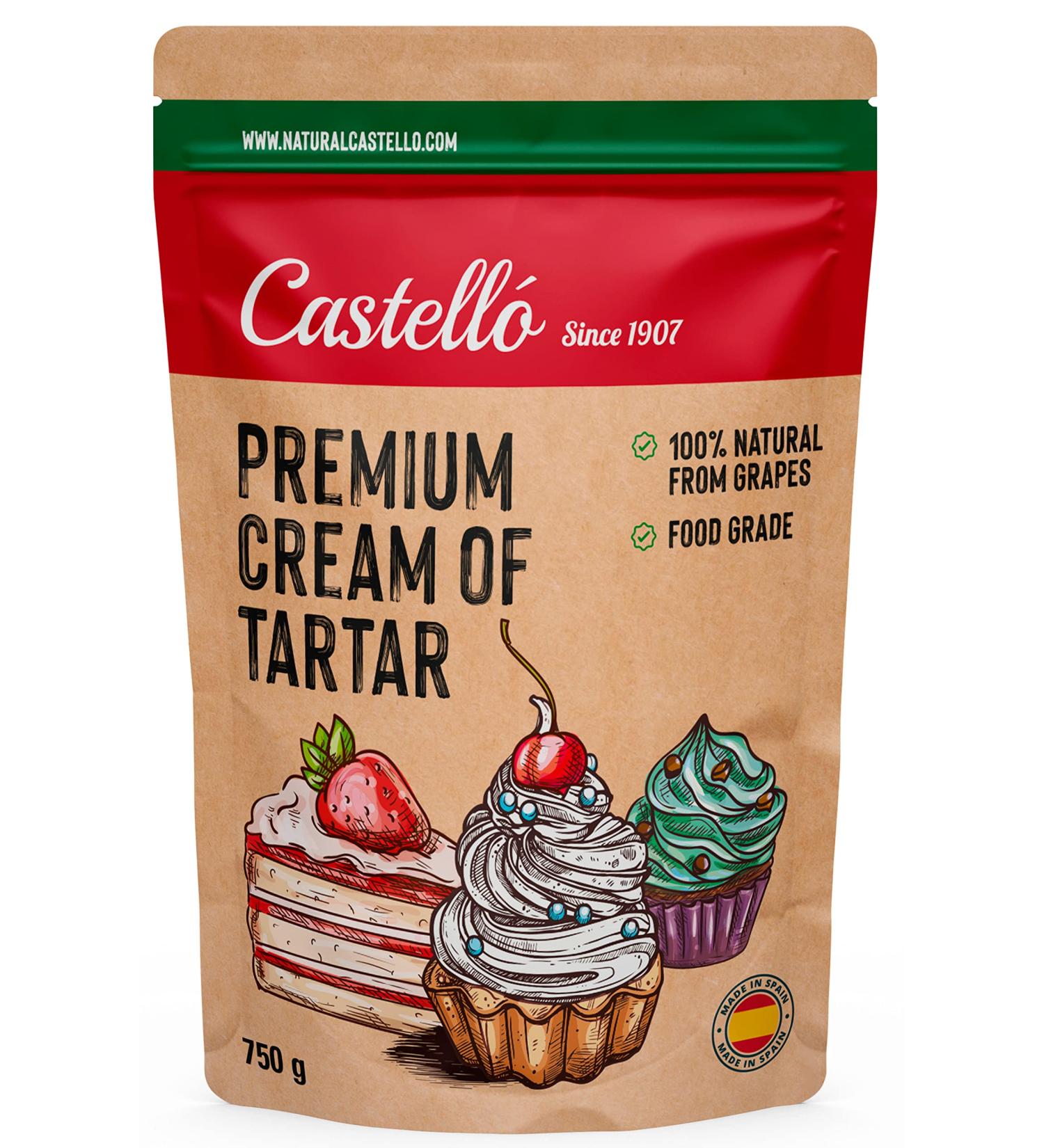 Castello Premium Cream of Tartar 750g - 100% Natural, Gluten Free, Keto & Paleo Friendly - Baking Powder Substitute - Non-GMO - Phosphate Free - From Grapes - Since 1907 - Buy Online on GoSupps.com