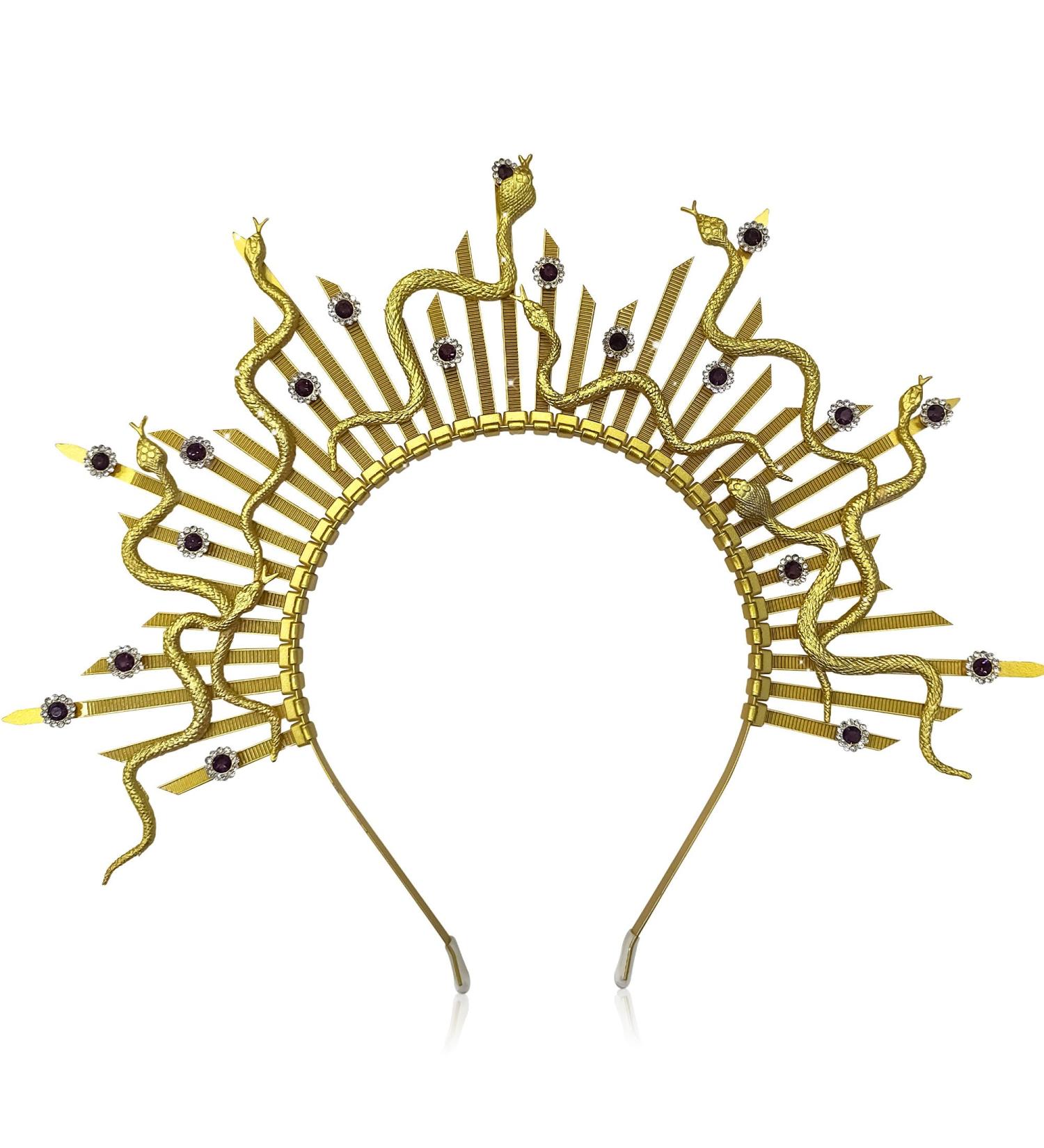 LaVenty Medusa Headpiece Medusa Crown Gold Snake Headband Medusa Costume Accessories Goddess Costume Women Halloween Christmas Party Costume Golden Diamonds - Buy Online on GoSupps.com
