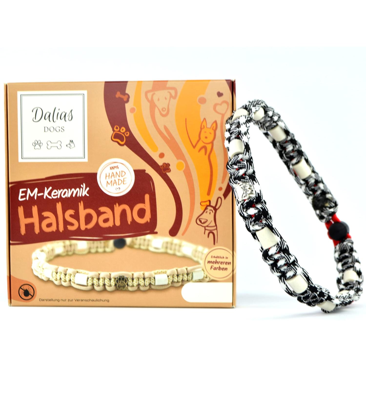 Custom EM Ceramic Collar for Dogs & Cats | Handmade US Paracord | 31-40 cm Black-White - Buy Online on GoSupps.com