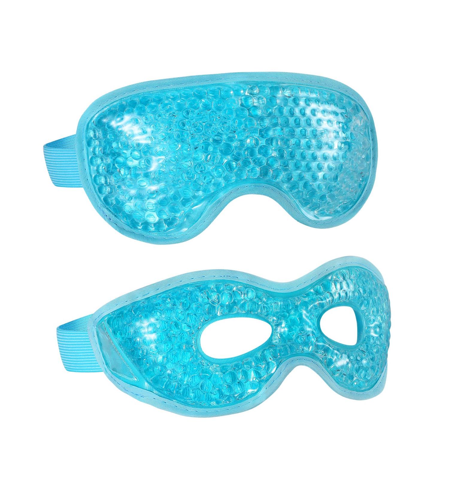 Reusable Gel Eye Mask for Puffiness/Dark Circles/Headaches/ Stress Relief - Hot/Cold Therapy for Eyes - 2PCS Blue Gel Bead Eye Mask - Buy Online on GoSupps.com