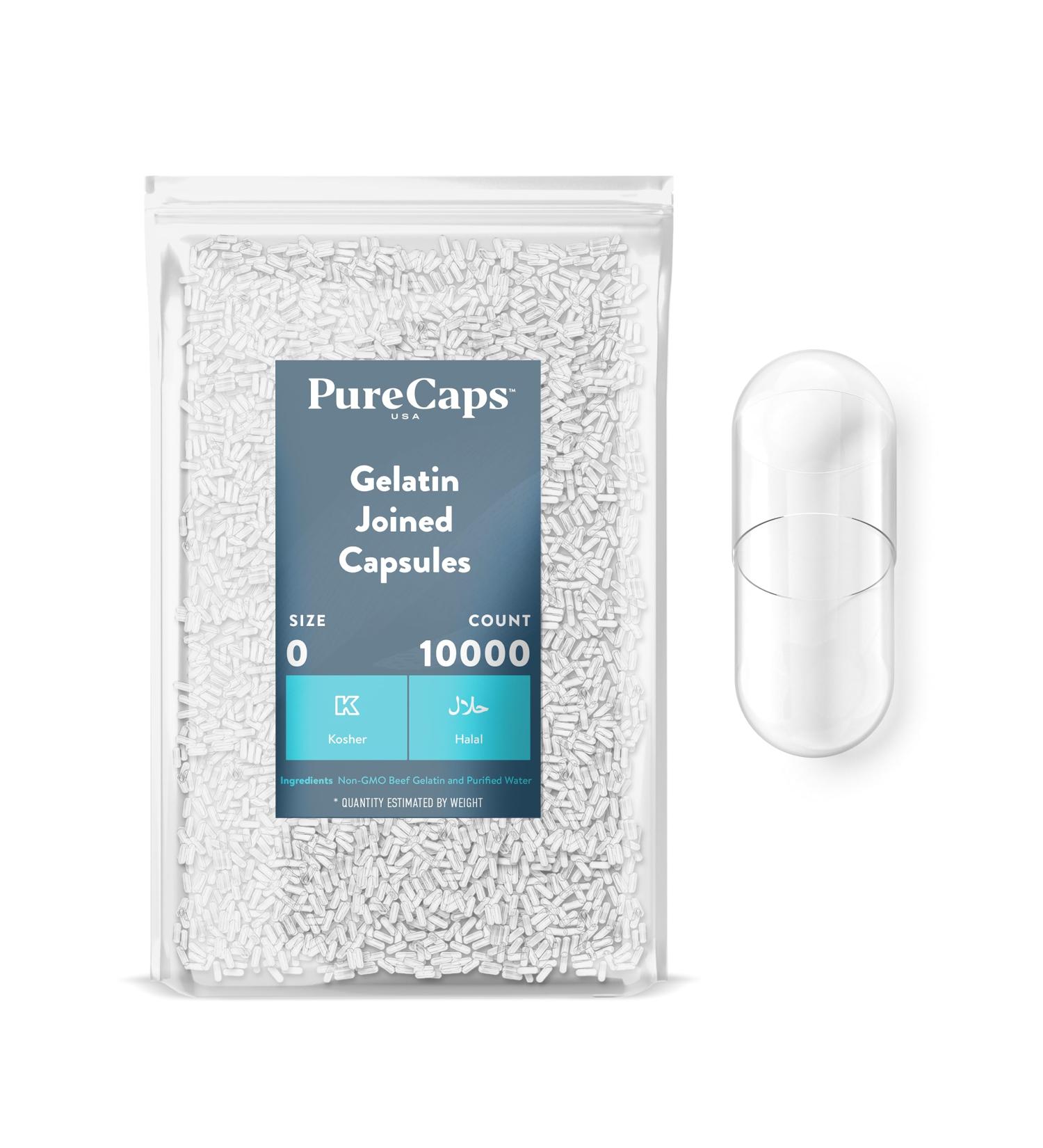 Buy Purecaps USA Size 0 Empty Clear Gelatin Pill Capsules - Fast Dissolving Preservative Free 10 000 Count - International Shipping Available - Buy Online on GoSupps.com