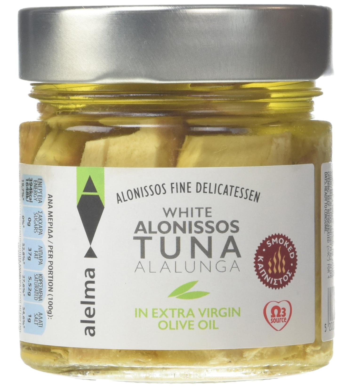 Alelma Smoked White Alalunga Alonissos Tuna in Extra Virgin Olive Oil 212 g - Buy Online on GoSupps.com
