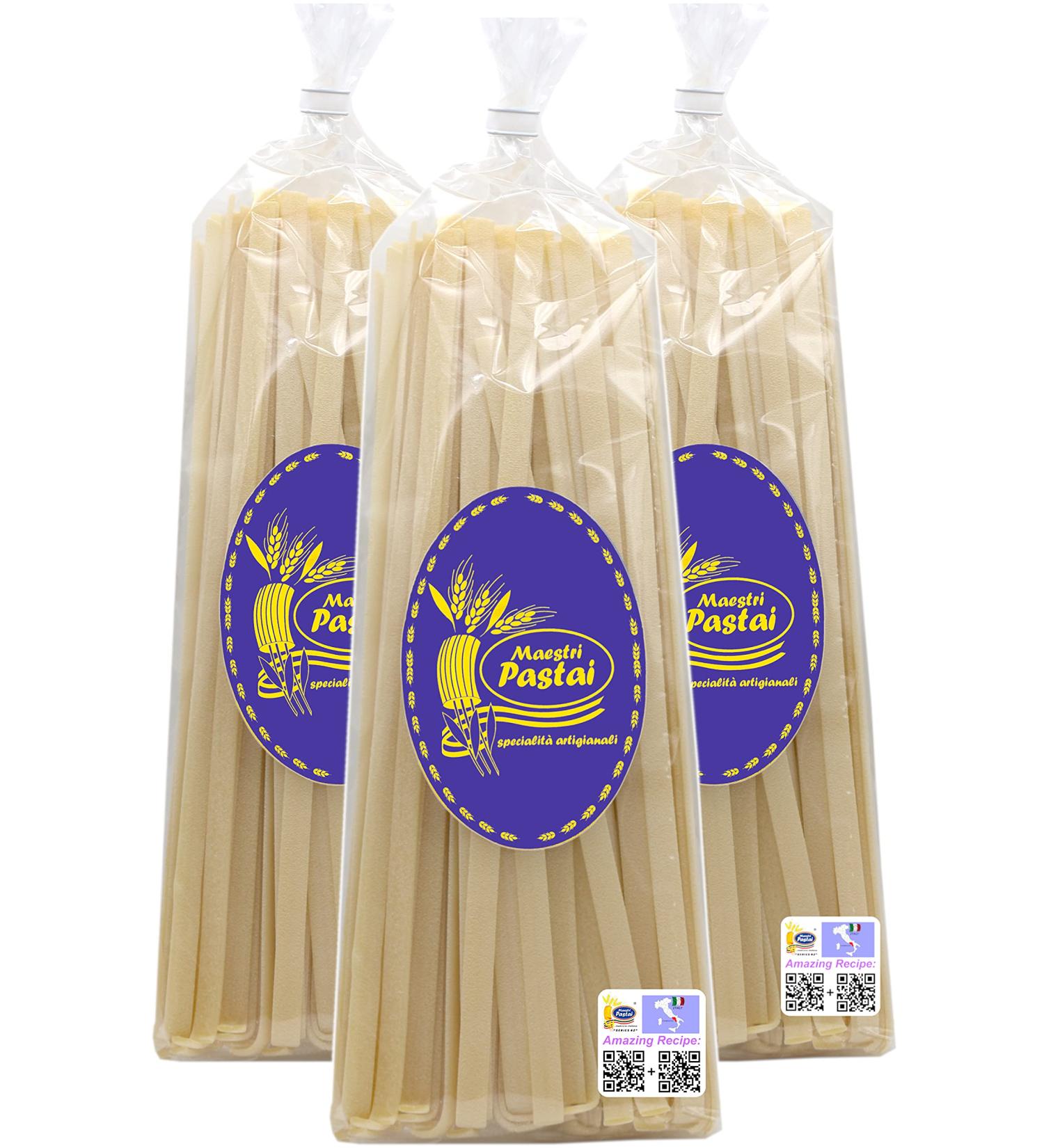 Maestri Pastai Gourmet Tagliatelle Italian Pasta Pack of 3 - Premium Quality Ribbon Pasta Series 42 Imported from Italy - 17.66 oz (1.1 lbs) each - Buy Online on GoSupps.com