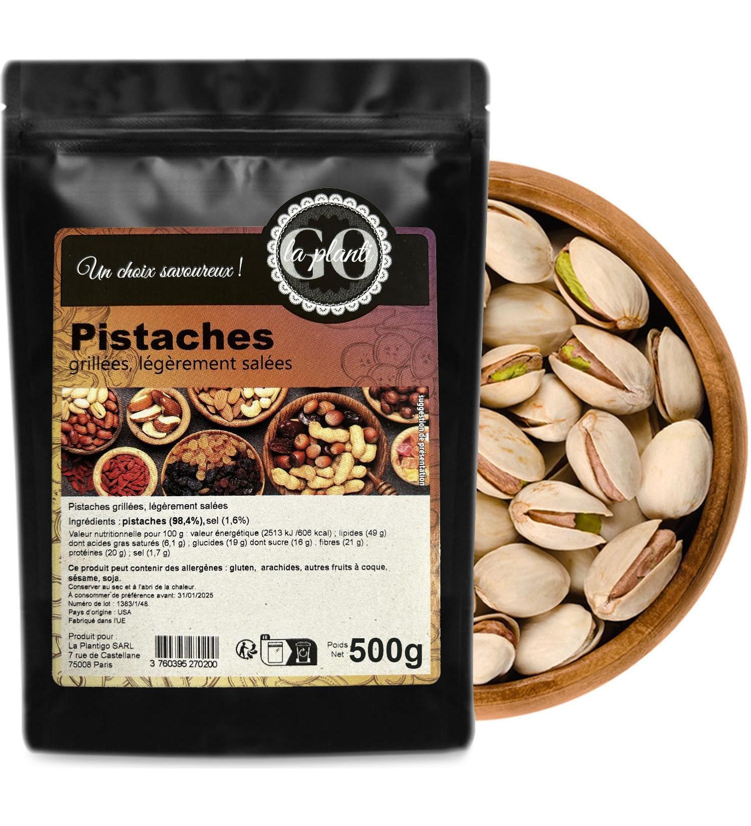Lightly salted roasted pistachios 500g - LA PLANTIGO - Buy Online on GoSupps.com