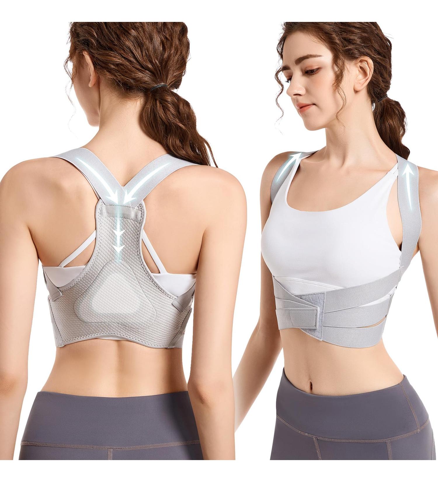 Posture Corrector for Women - Invisible Back Brace for Pain Relief | Hunchback Straightener (Gray Large 35-41 Inch - Buy Online on GoSupps.com