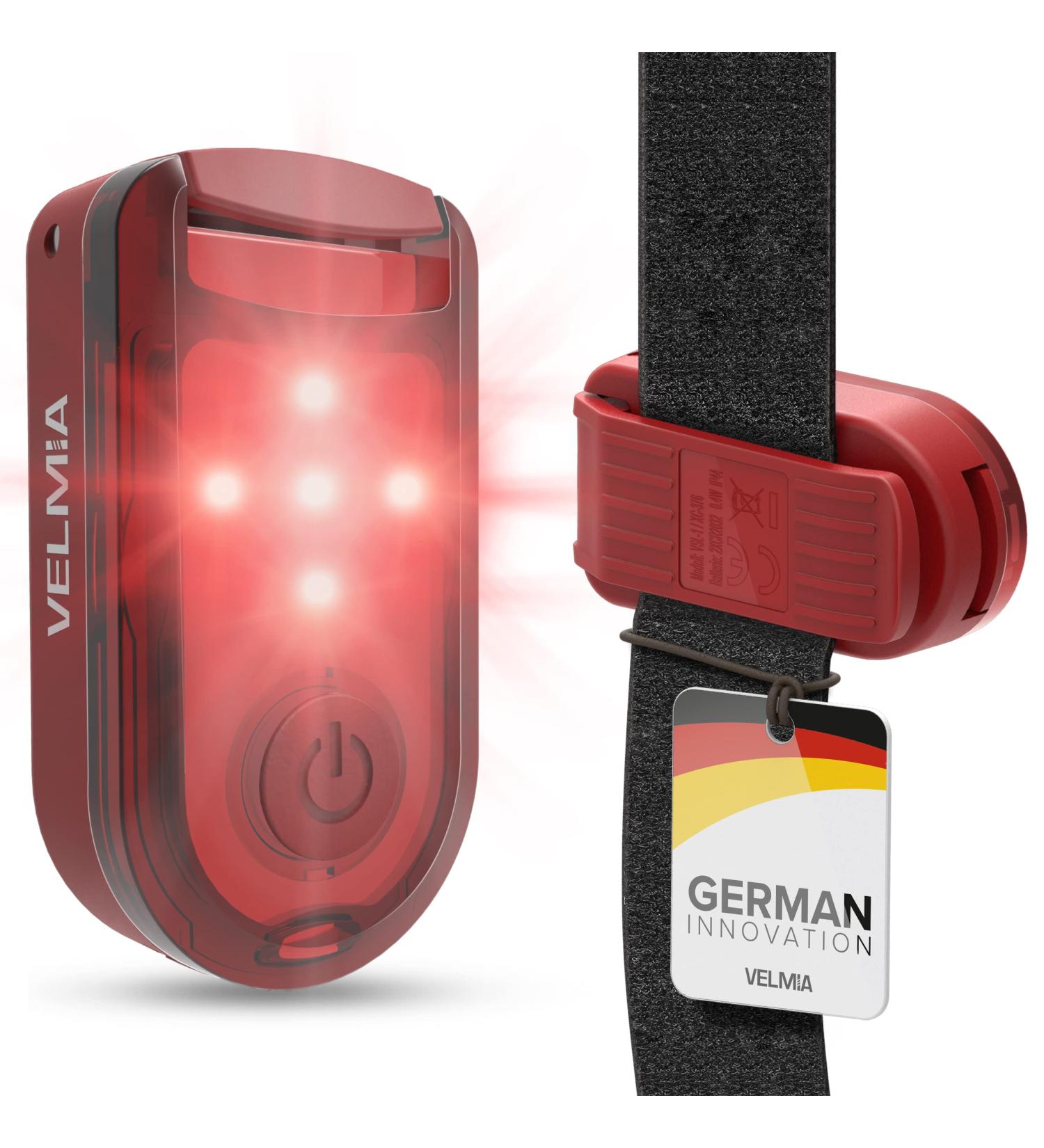VELMIA Running Lights (2 Pack) Clip On Strobe Reflective Gear for Runners, Dogs, Bikes LED Safety Lights in Ruby Red - Buy Online on GoSupps.com