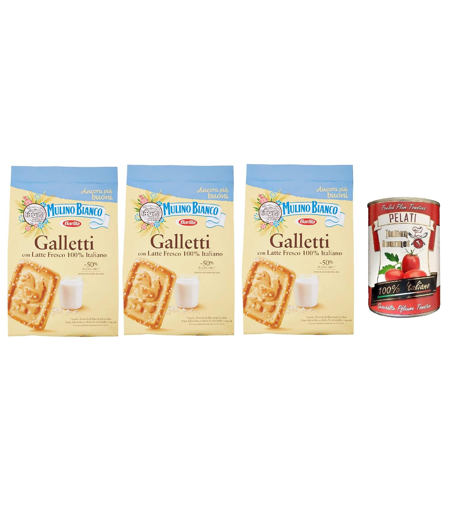  Italian Gourmet E.R. Mulino Bianco Galletti Italian Biscuits 3 x 350 g + 100% Italian Tomato Boxes 400 g - Buy Online on GoSupps.com