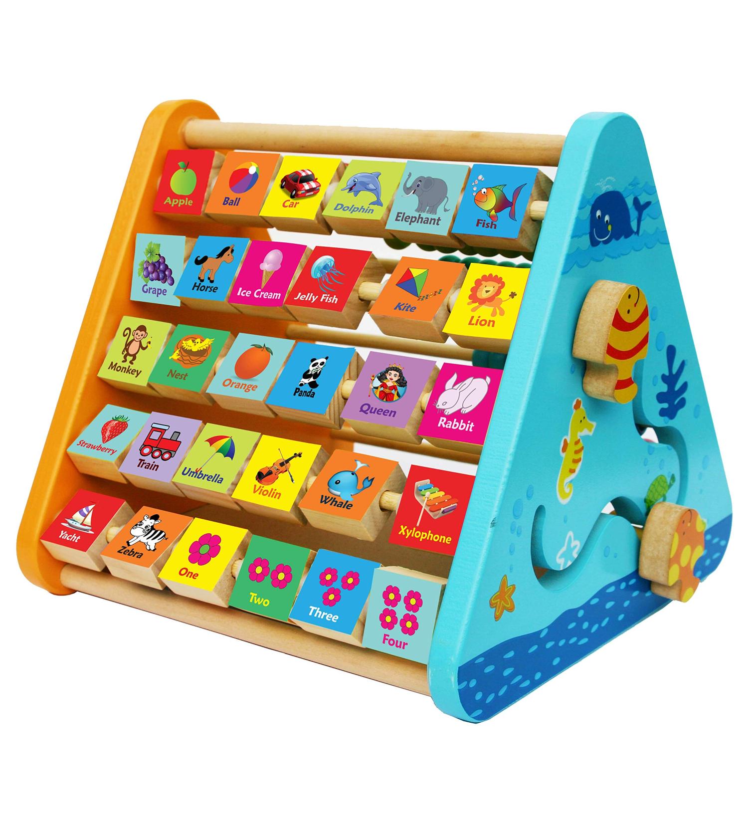 Towo Wooden Toy Motor Play Center - Educational Learning Toys for Toddlers 1 Year | Abacus Letters Numbers & Colors | Perfect Birthday Gift - Buy Online on GoSupps.com