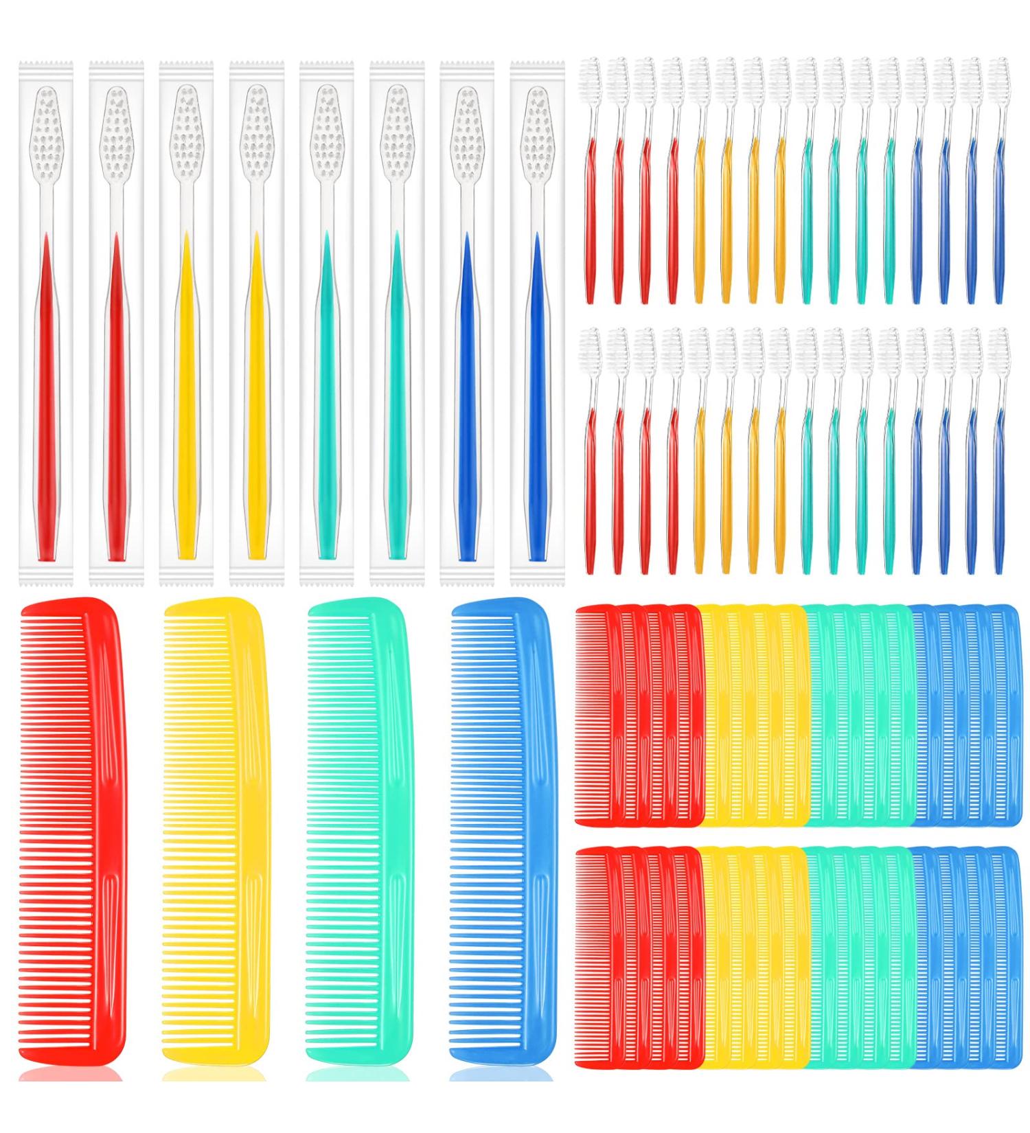 200 Pcs Children's Donation Box - Colorful Hair Combs and Toothbrush Bulk Set | 100 Individually Packaged Toothbrushes and Mini Combs - Soft Bristle Kids Gift and Travel Toiletries - Buy Online on GoSupps.com